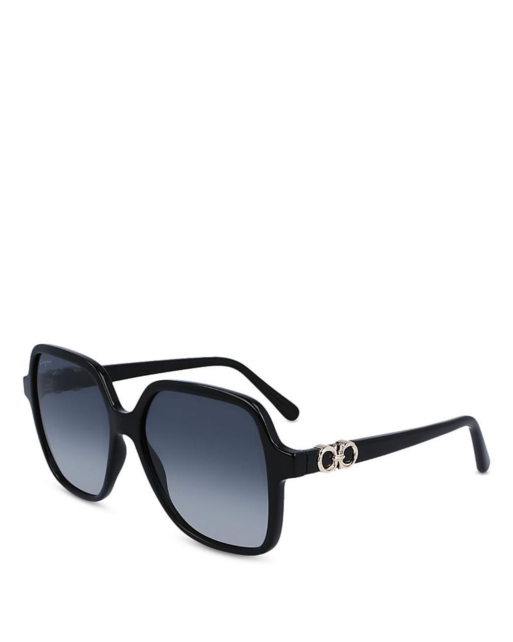 Ferragamo Blue Rectangular Gancini Sunglasses, 57Mm