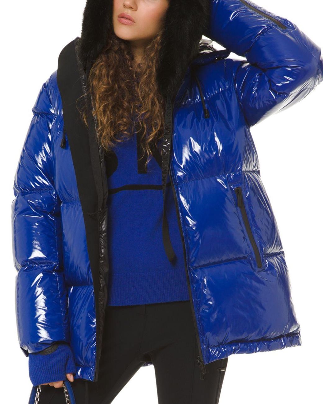 MICHAEL Michael Kors Hooded & Quilted Ciré Down Jacket in Blue | Lyst