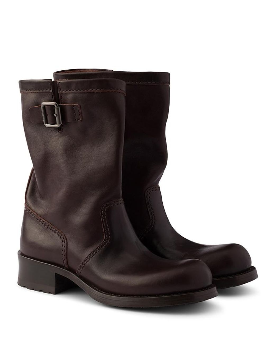 Prada Black Leather Mid-Calf Boots