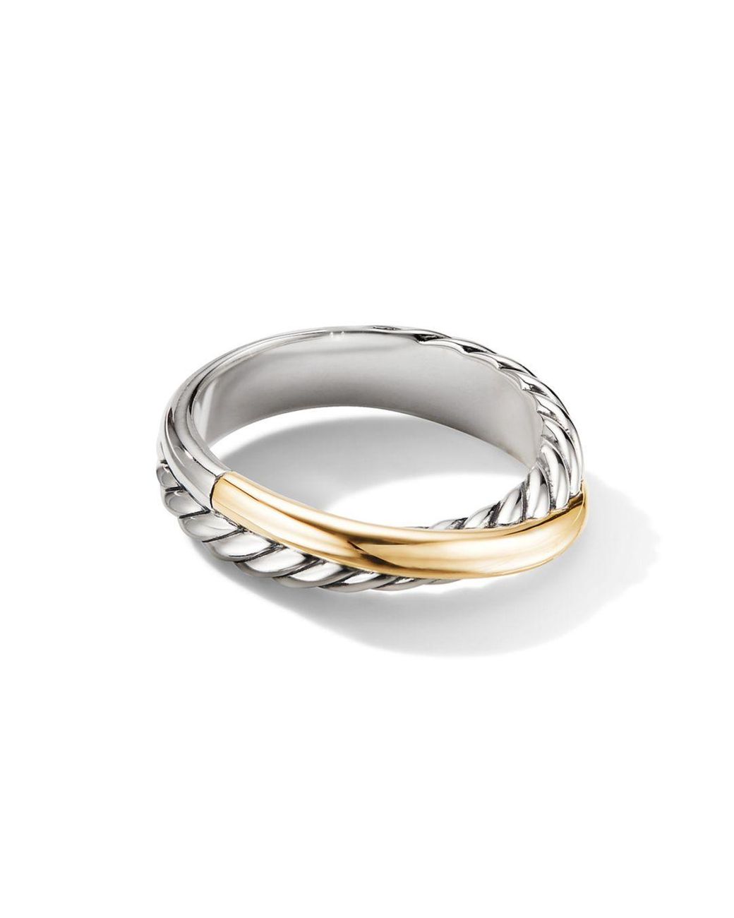 David Yurman Sterling Silver 925 14k Gold Narrow Crossover 14mm Width Cable Ring