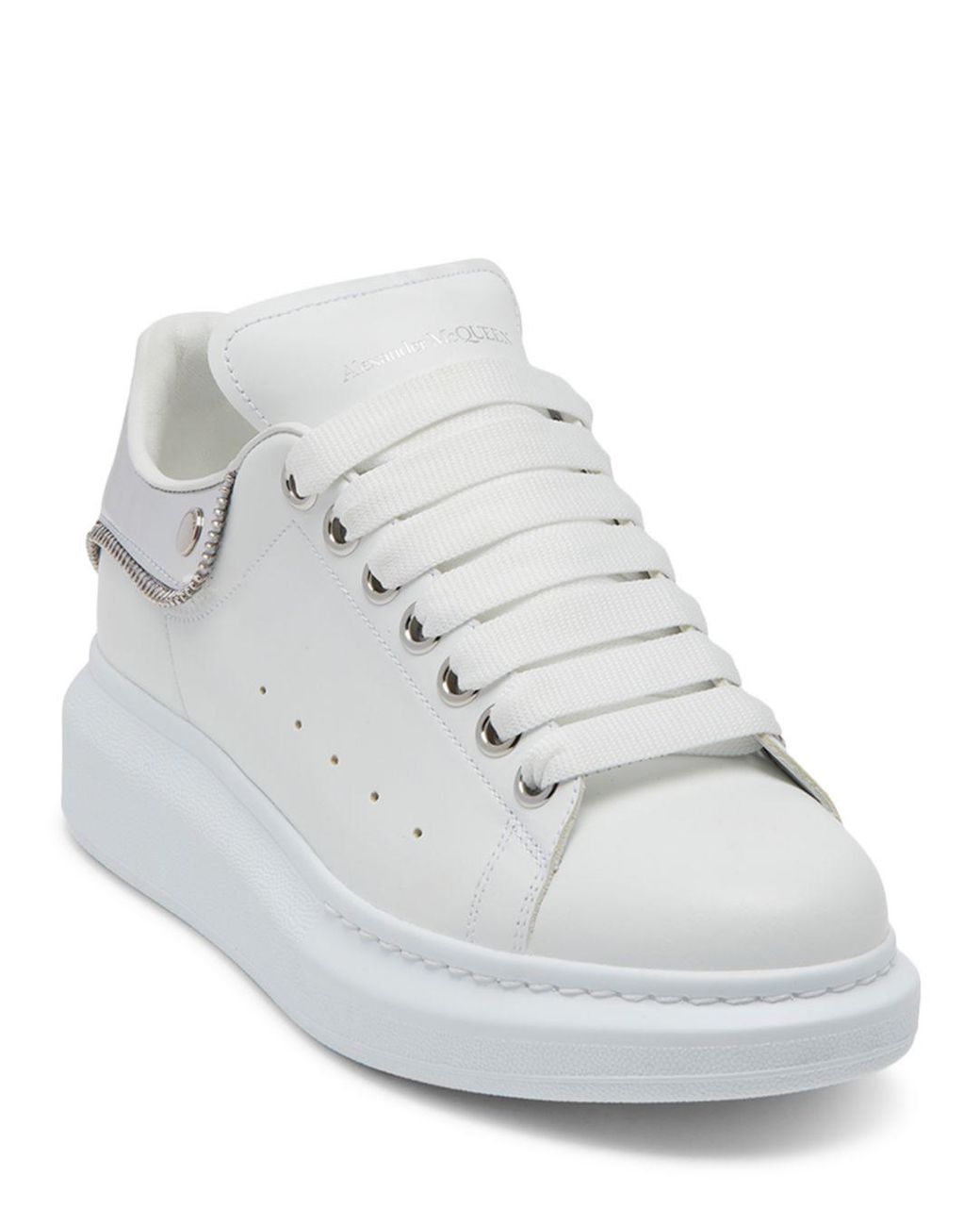 Alexander McQueen Zip Trim Lace Up Sneakers in White Lyst