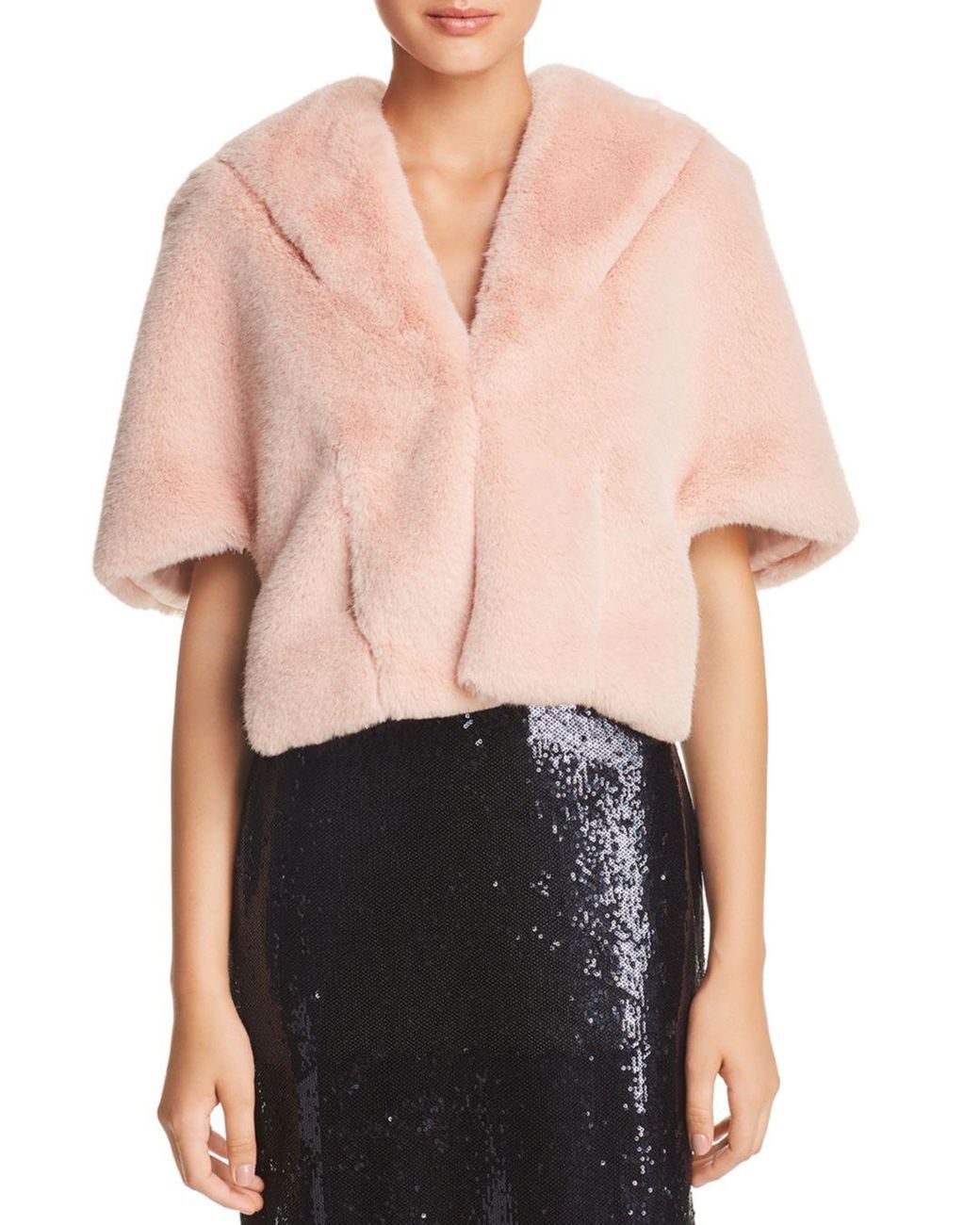 Eliza J Faux - Fur Capelet in Blush 