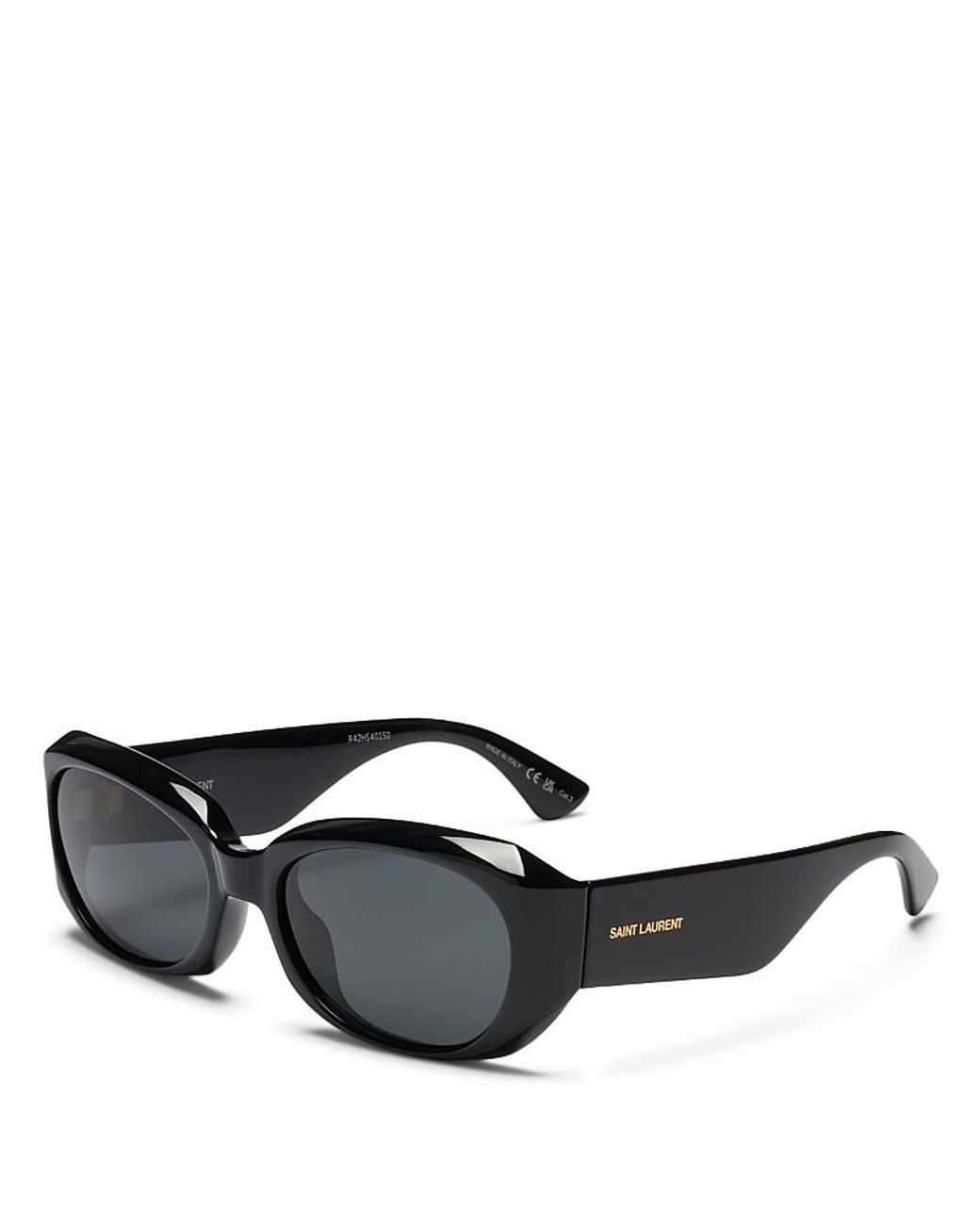 Saint Laurent Black Rectangle Sunglasses, 57Mm