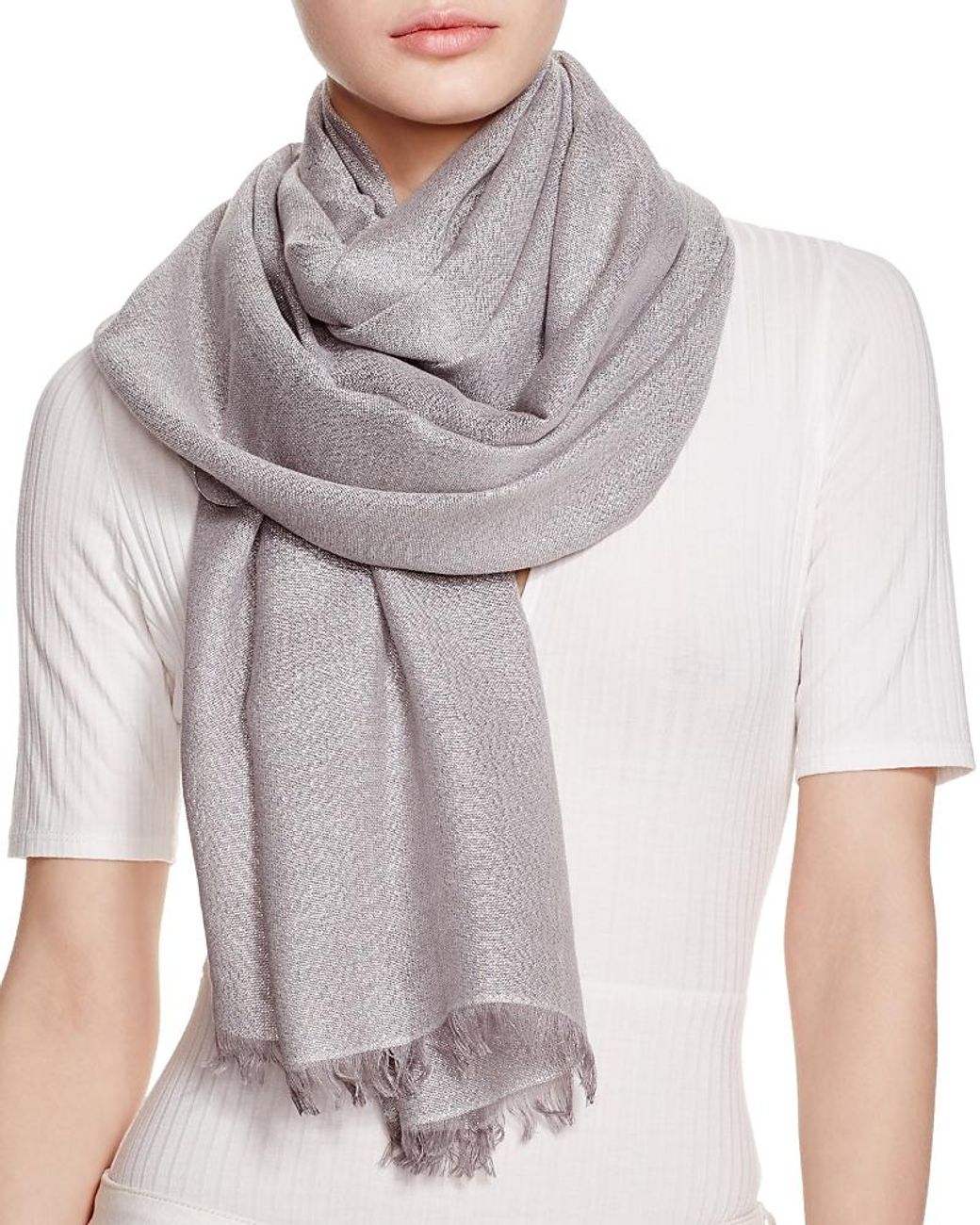 V. Fraas Gray Fraas Solid Metallic Scarf