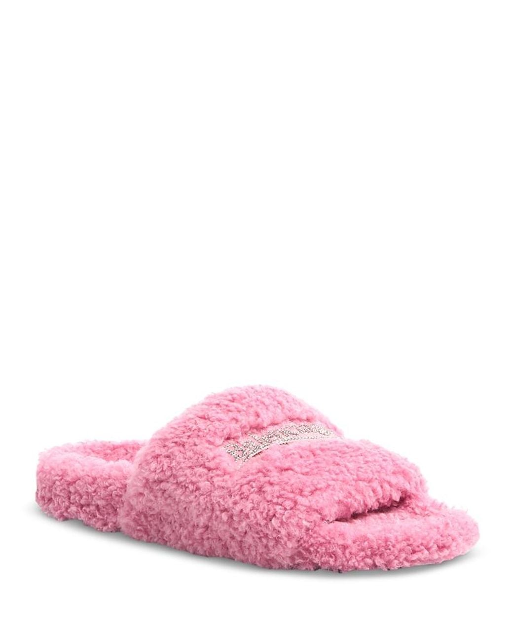 BALENCIAGA Furry Slide ピンク Balenciaga Furry Slide Sandals in Pink | Lyst