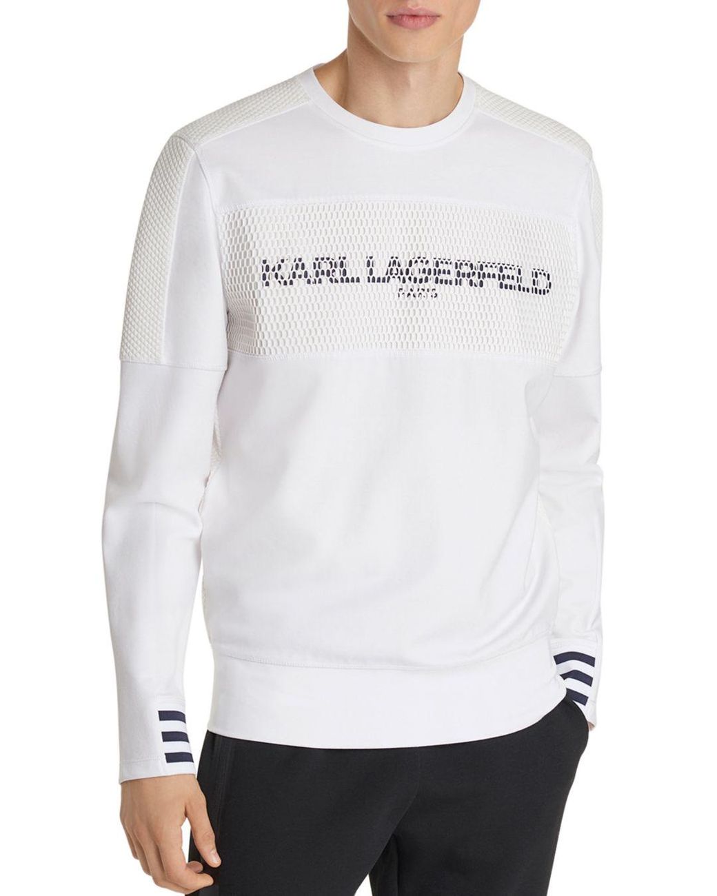 Karl Lagerfeld Synthetic Paneled Logo Graphic Sweatshirt In White For Men Lyst