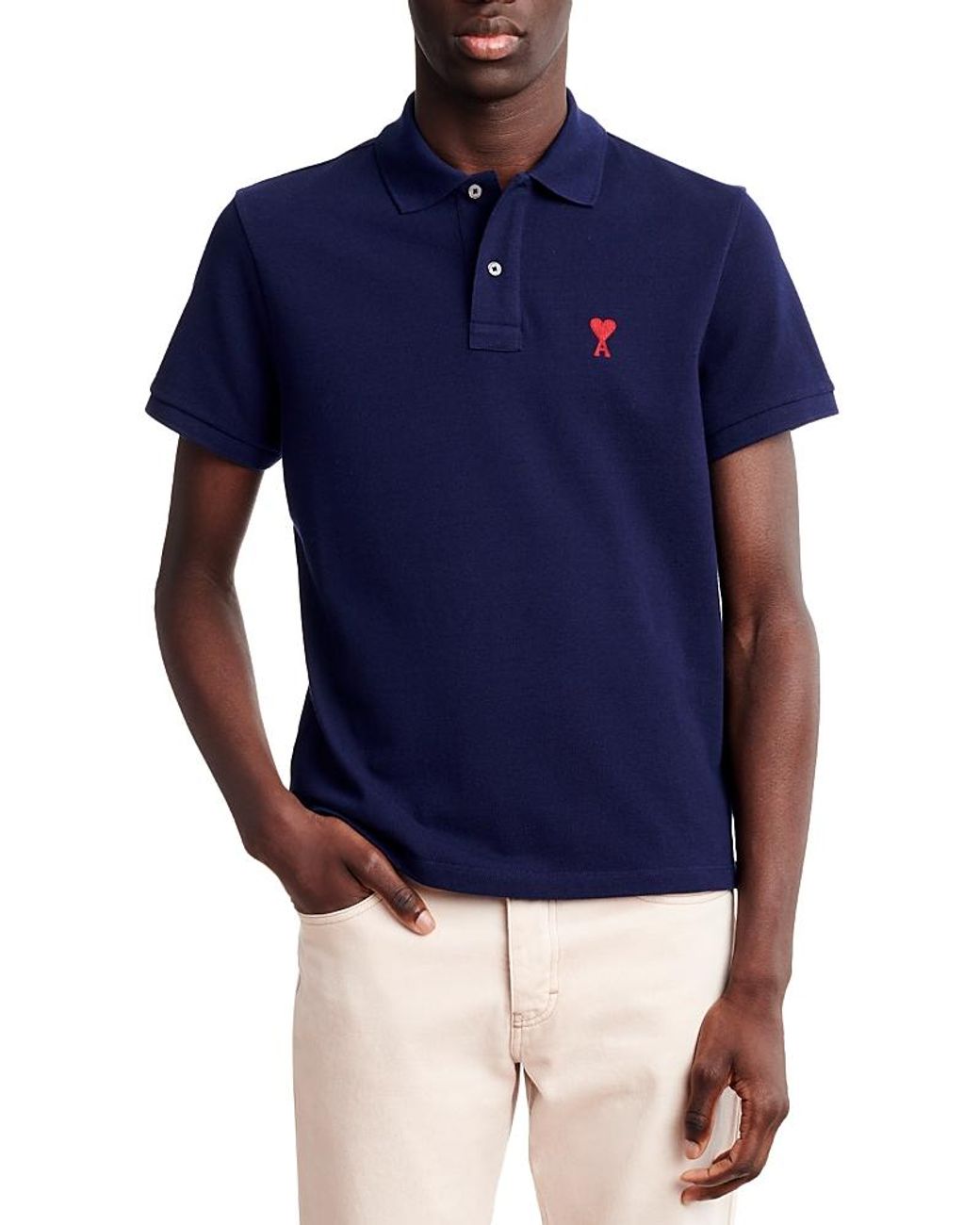 【AMI PARIS】CLASSIC AMI DE COEUR SL POLO◆BFHPL001760 AMI Paris CLASSIC AMI DE COEUR POLO SHIRT Blue | BSTN Store