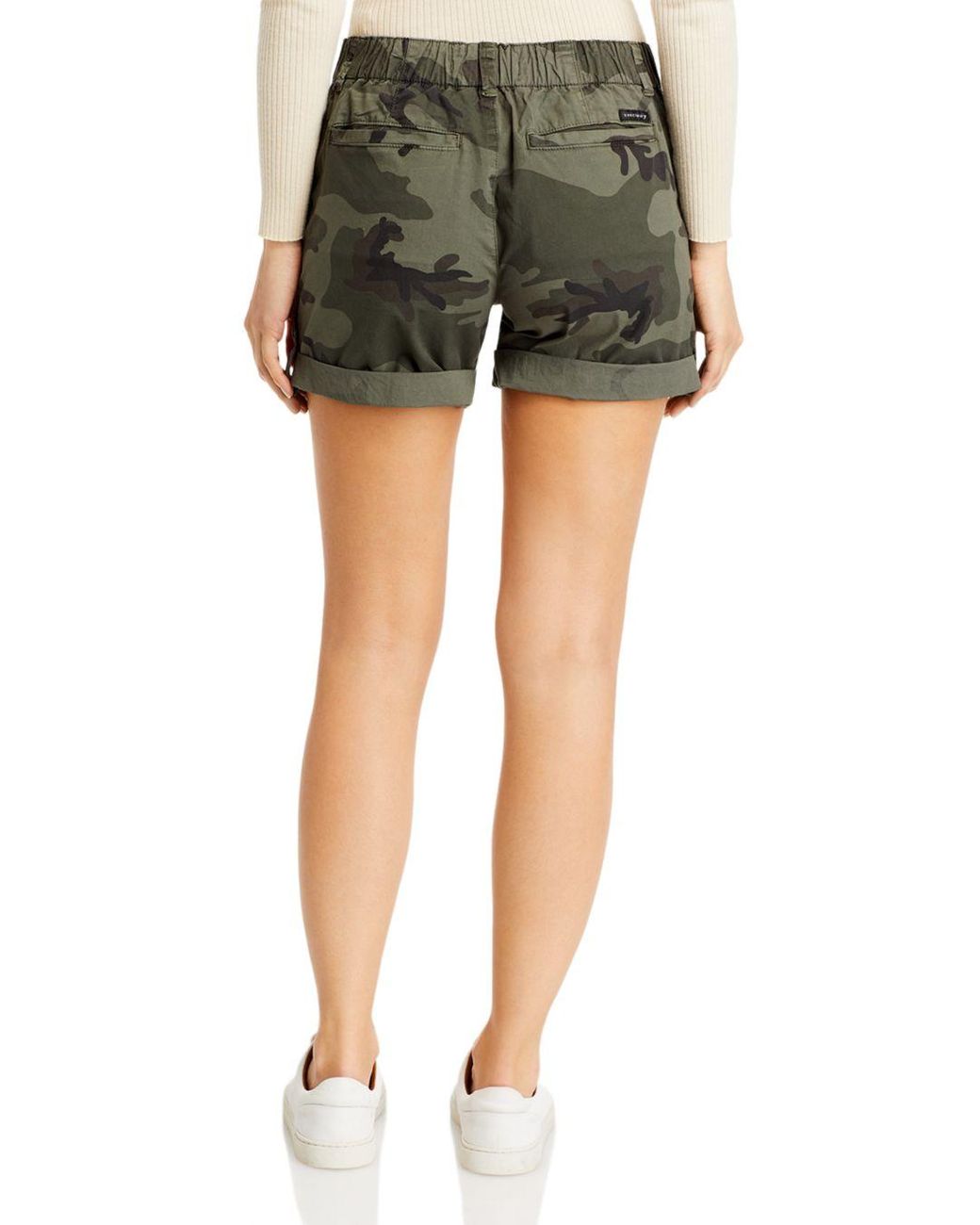 Sanctuary Cotton Camo Shorts in Green 