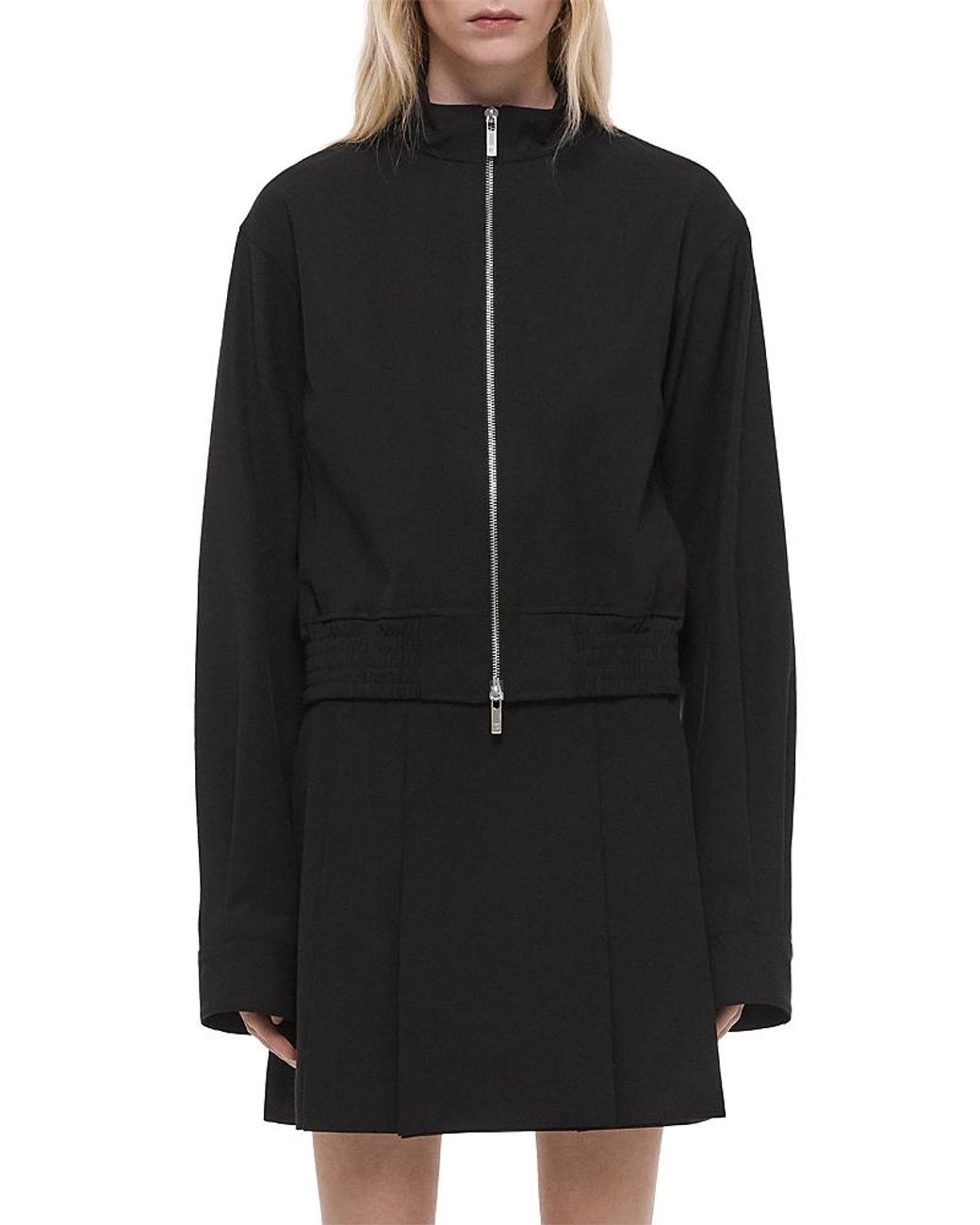 Helmut Lang Black Gab Bomber Wool Jacket