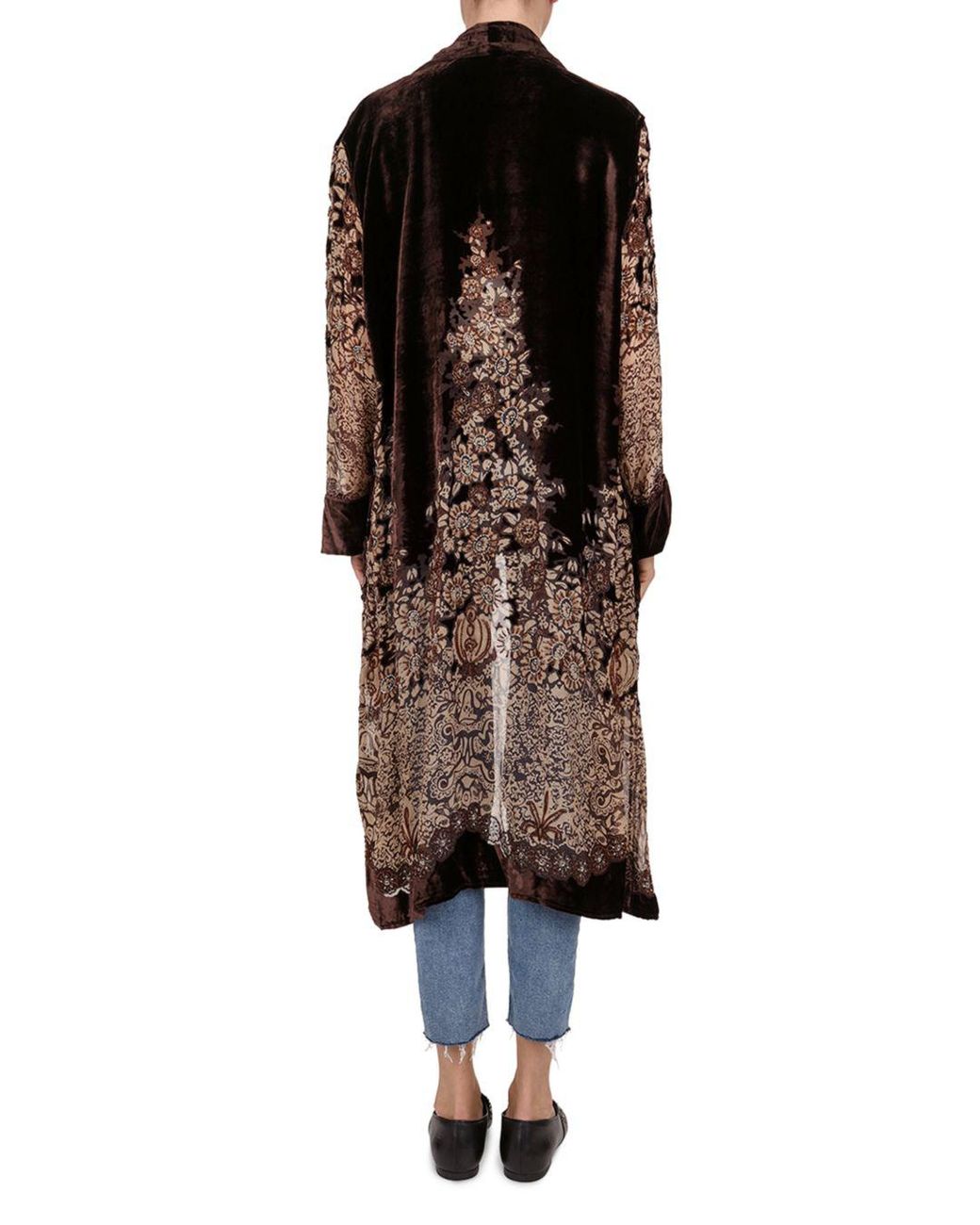 The Kooples Devoré Velvet Kimono in Brown/Beige (Brown) | Lyst