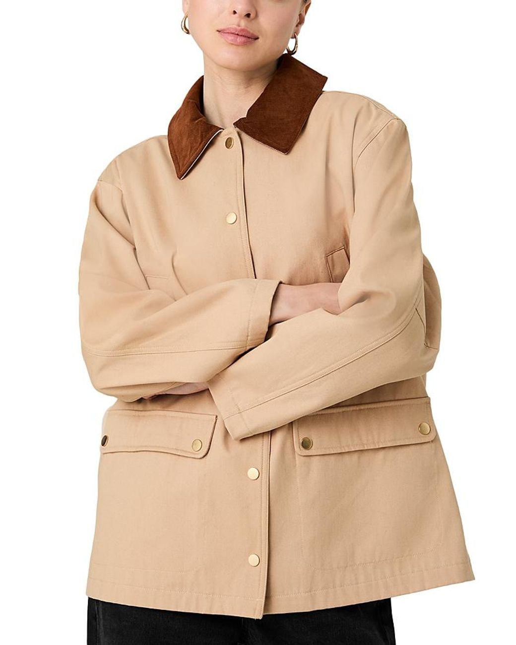 French Connection Natural Barn Contrast Collar Jacket