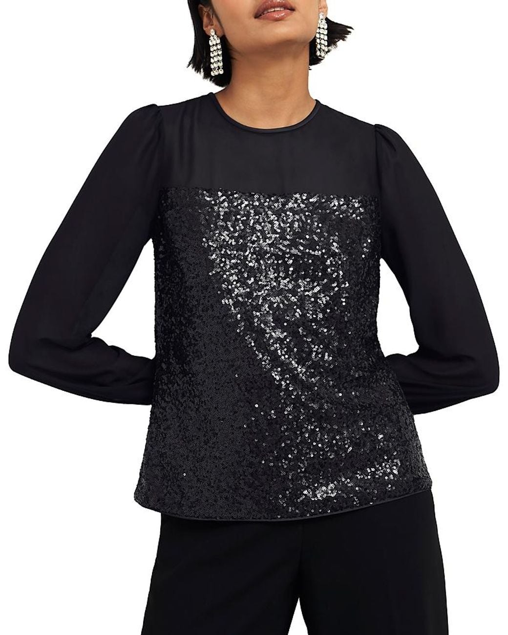 Hobbs Black Zariah Sequin Top