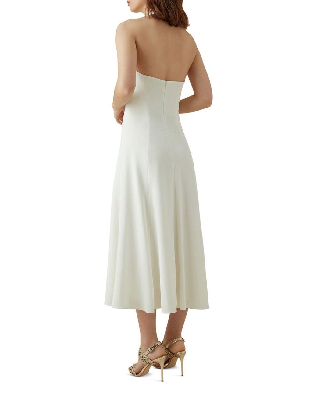 Karen Millen Halter A - Line Midi Dress in White | Lyst