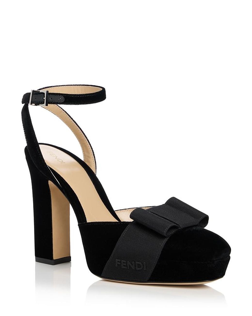 Fendi Black Bow Platform Pumps