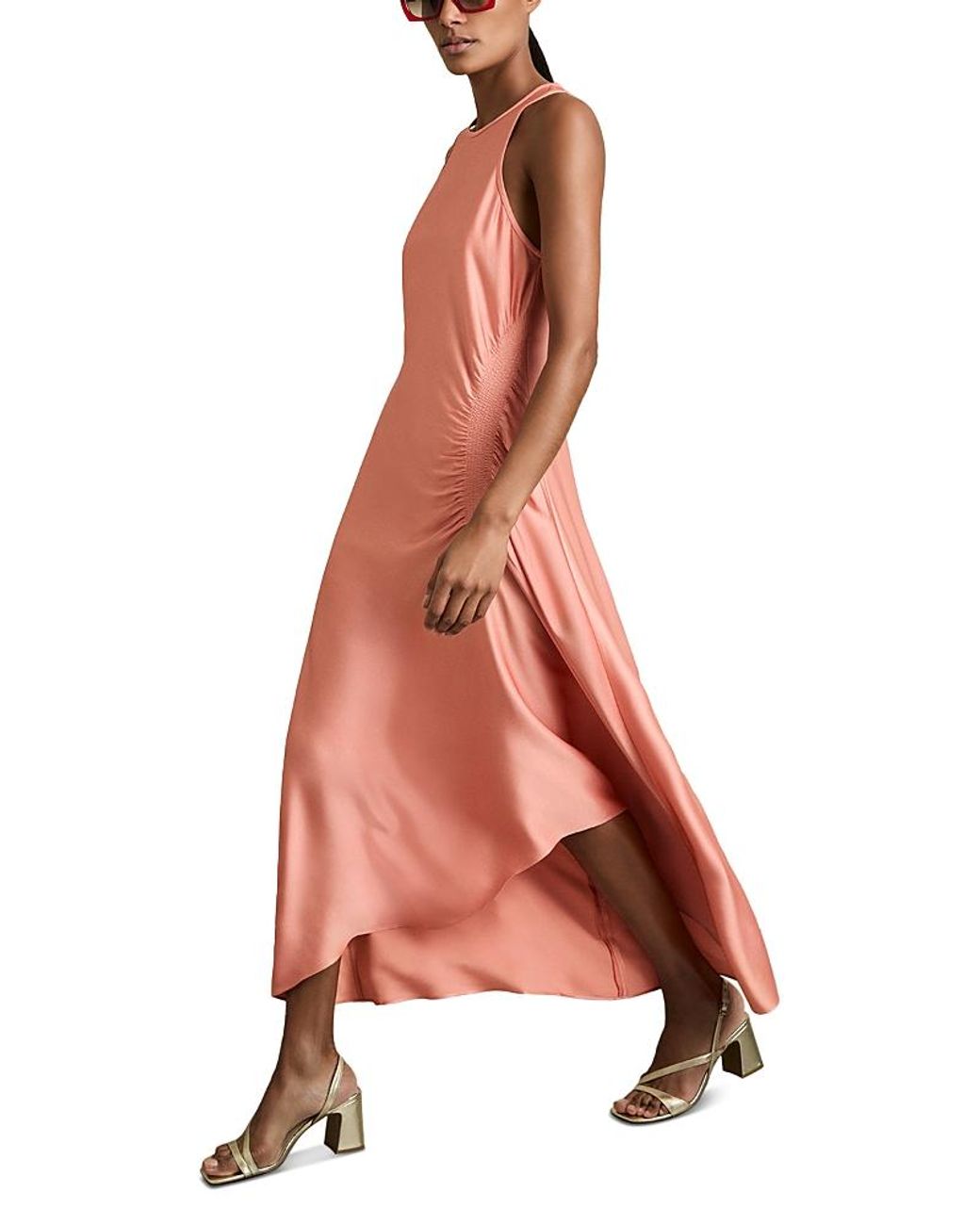 Reiss Anessa Waist Detail Dress in Pink | Lyst