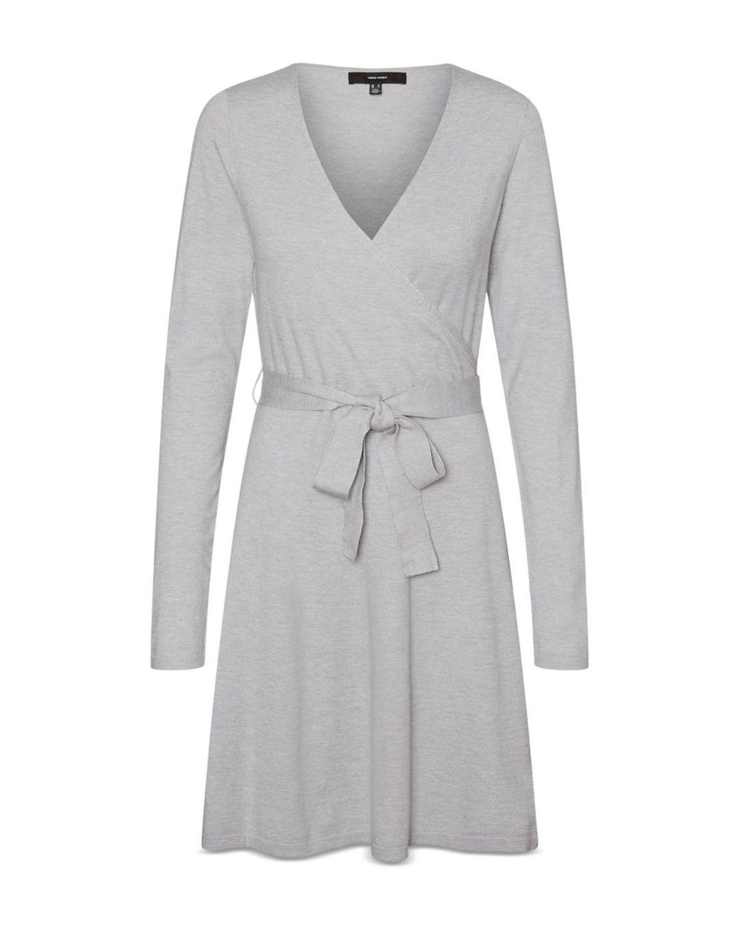 Vero Moda Synthetic Wrap Dress in Light Gray Melange (Gray) Lyst
