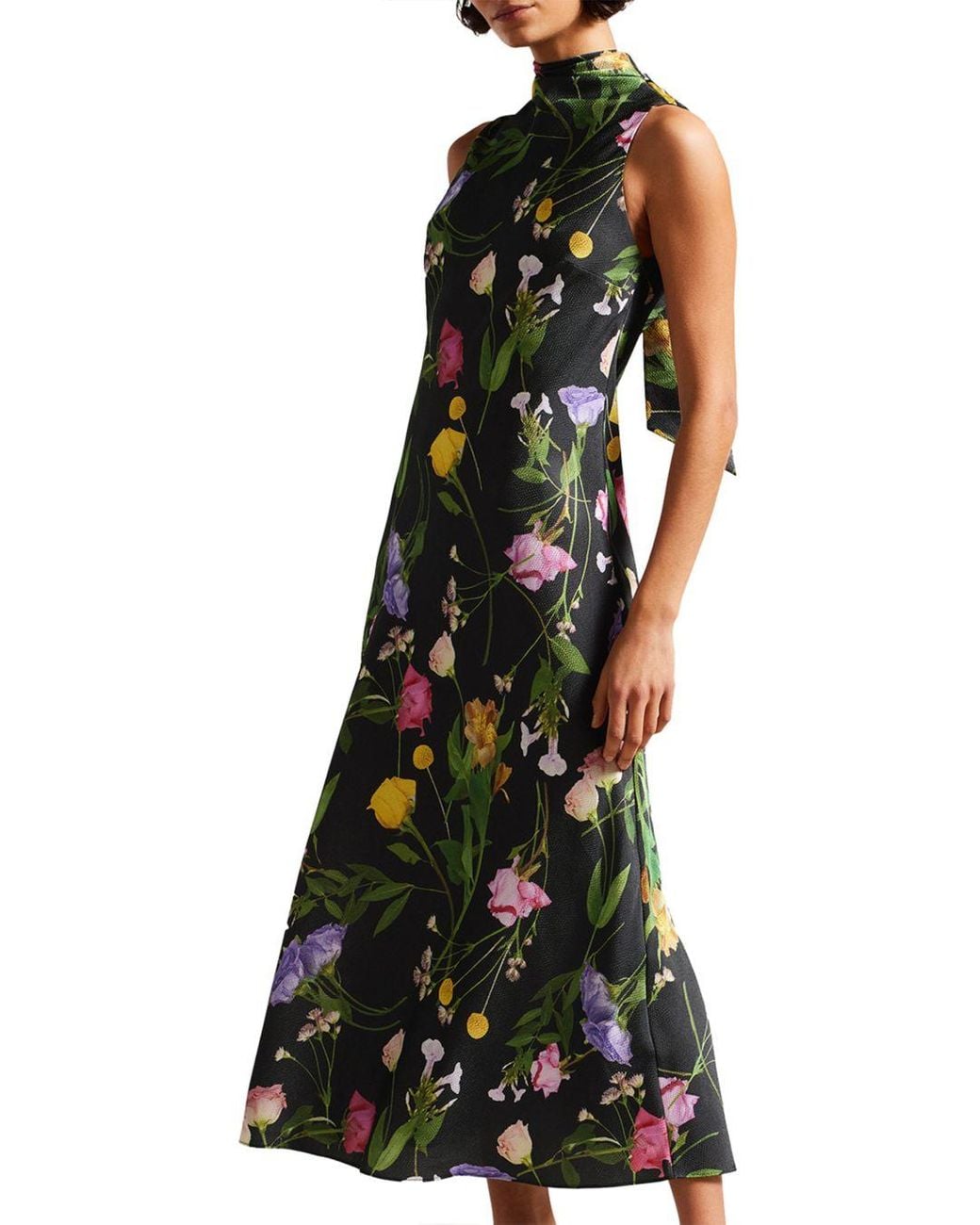 Ted Baker Addilin Floral-printed Midi Dress in Black | Lyst