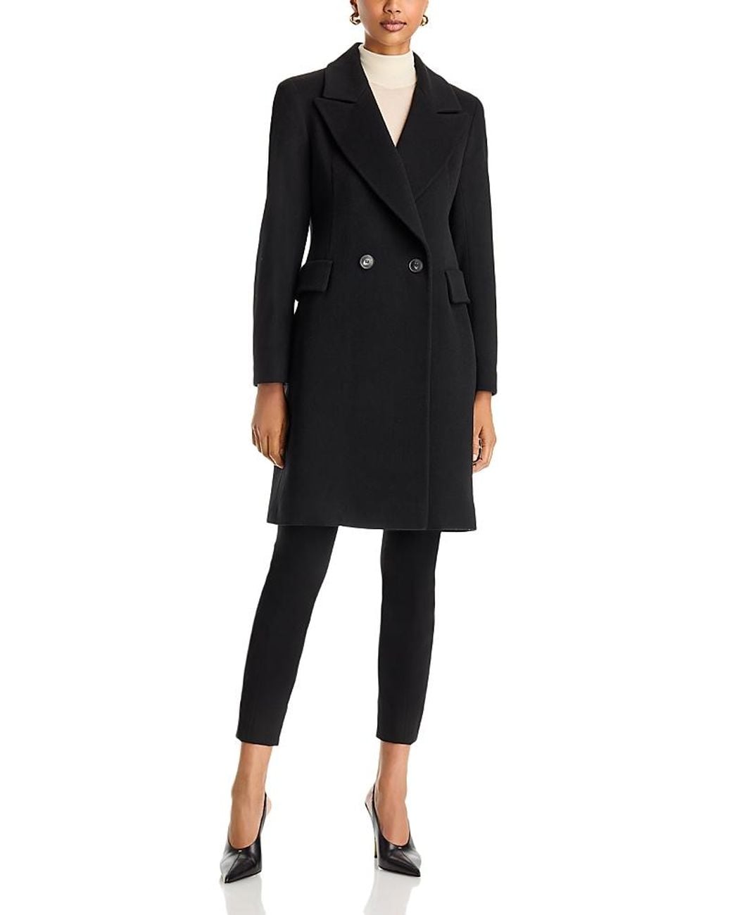 Fleurette Black Isla Button Front Wool Coat