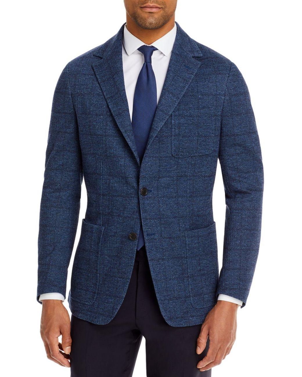 Canali Wool Chevron Jersey Regular Fit Sport Coat in Blue for Men | Lyst