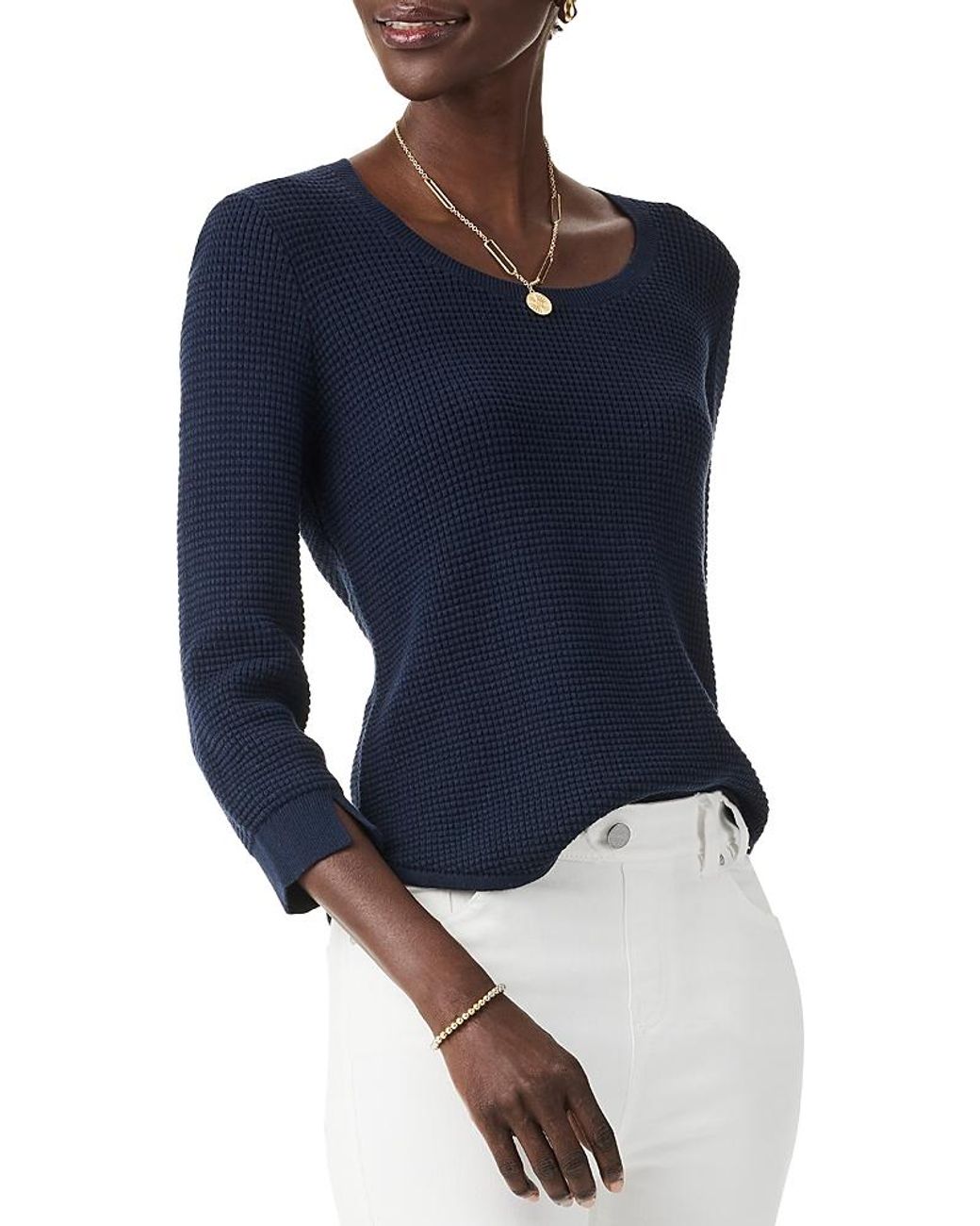 Henley Pullover Women NIC+ZOE Waffle Stitch Sweater