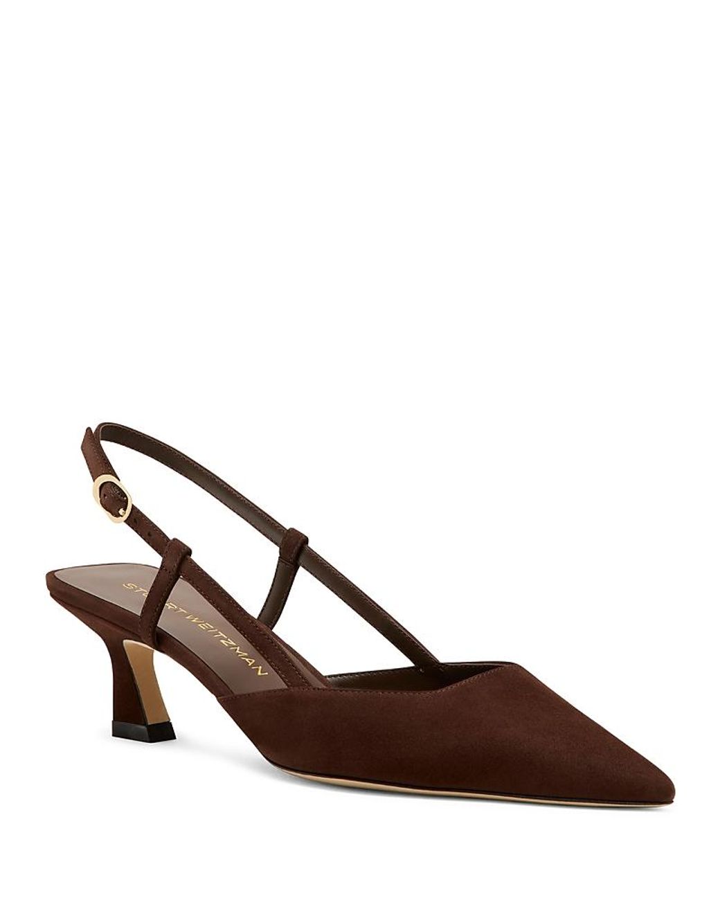 Stuart Weitzman Brown Vinnie 50 Slingback Suede Pumps