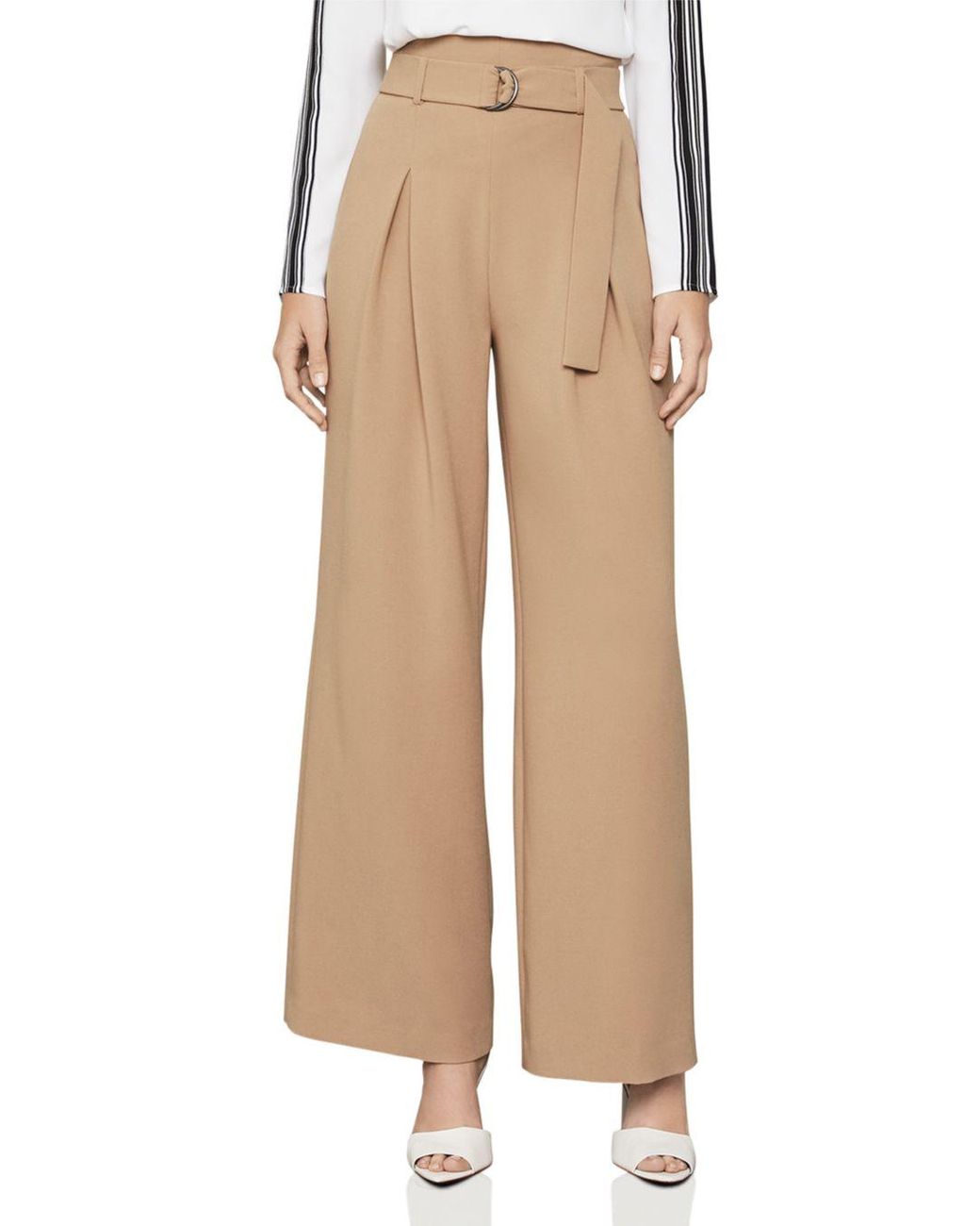 BCBGMAXAZRIA Bcbg Belted Wide-leg Pant in Natural - Save 76% - Lyst