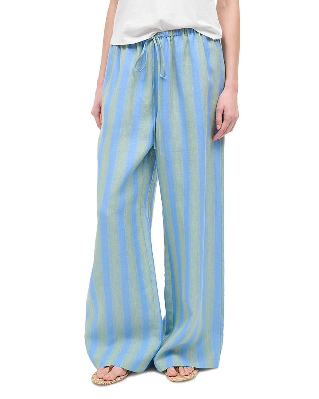 Staud Blue Mateo Linen Pants