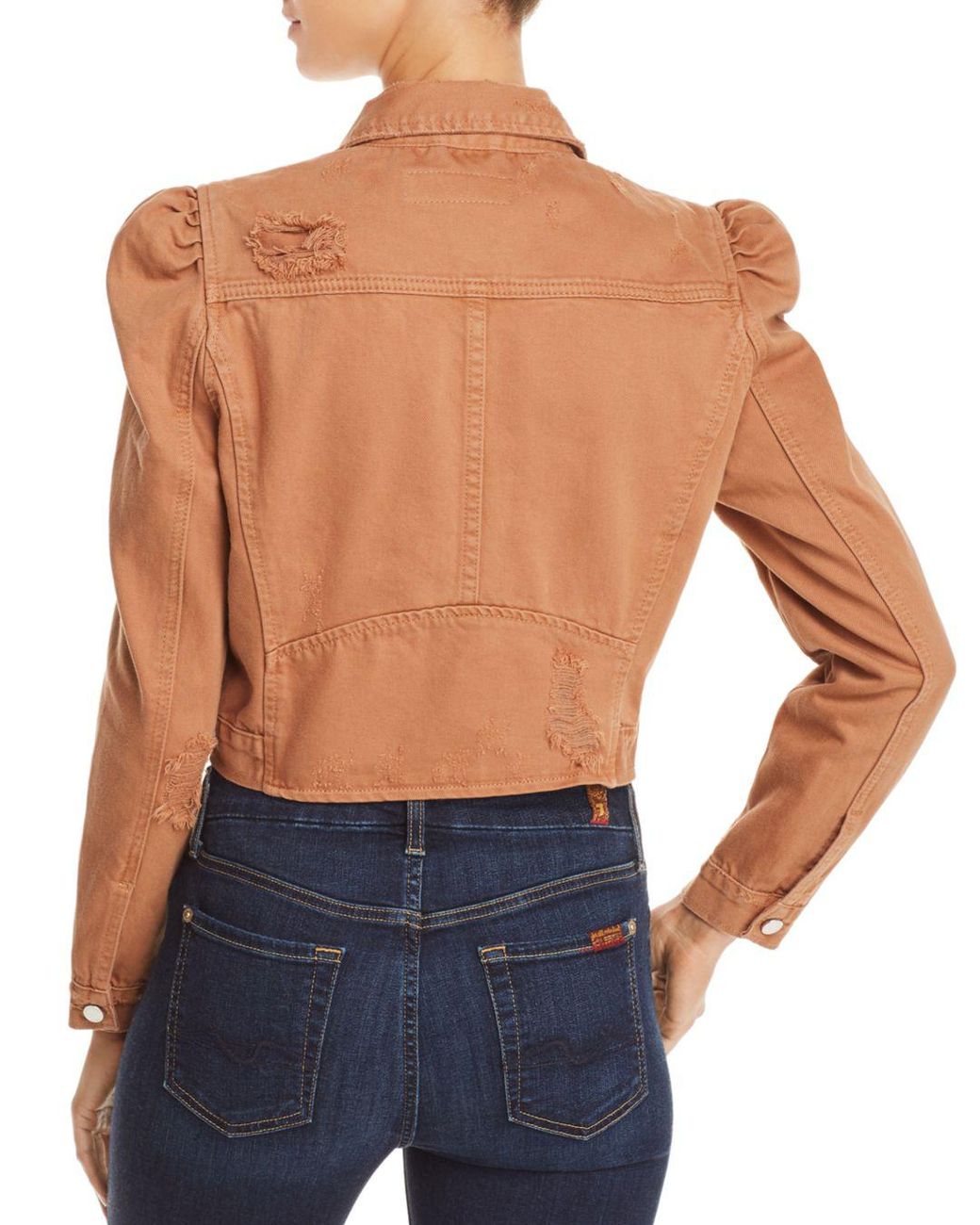 Distressed Cropped Denim Jacket 