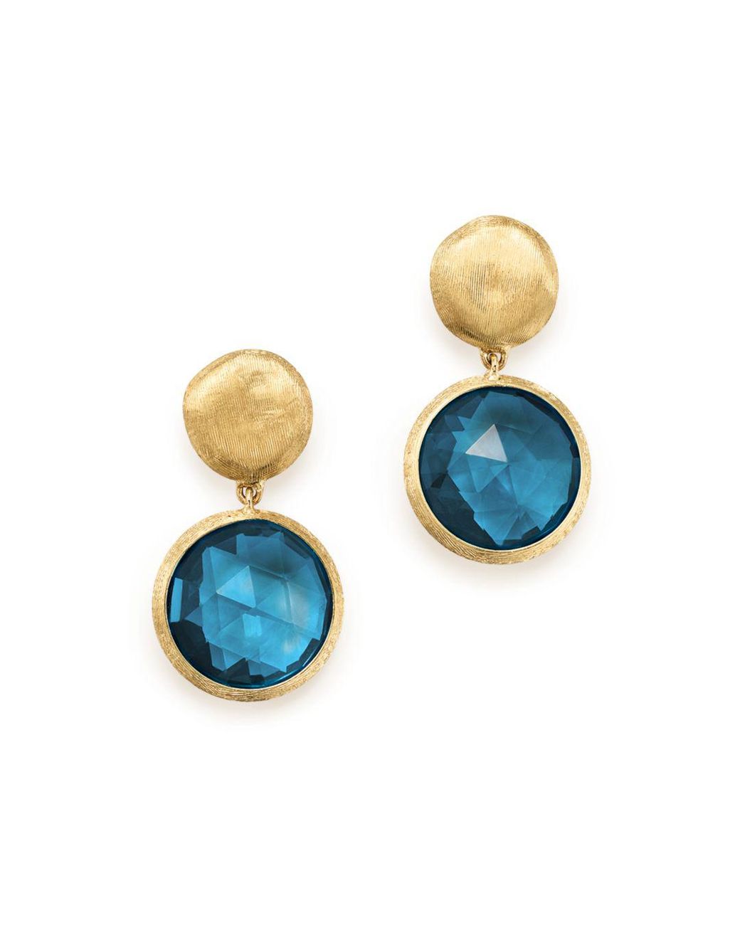 Marco Bicego 18k Yellow Gold Jaipur London Blue Topaz Double Drop Earrings  Lyst