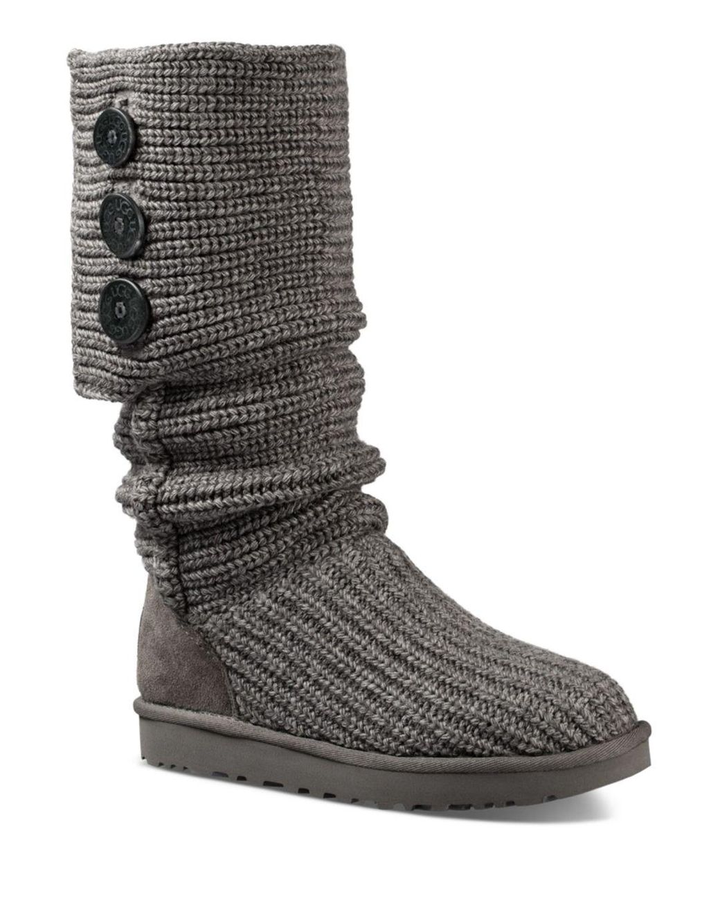 UGG Suede ® Classic Cardy Button Detailed Knit Boots in Gray (Black ...