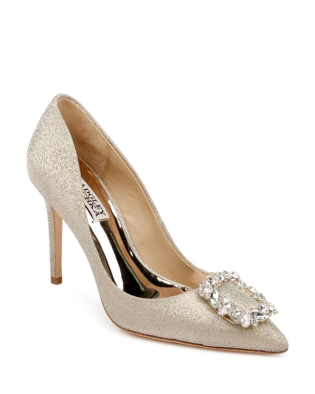 badgley mischka gabrielle crystal buckle slingback flats