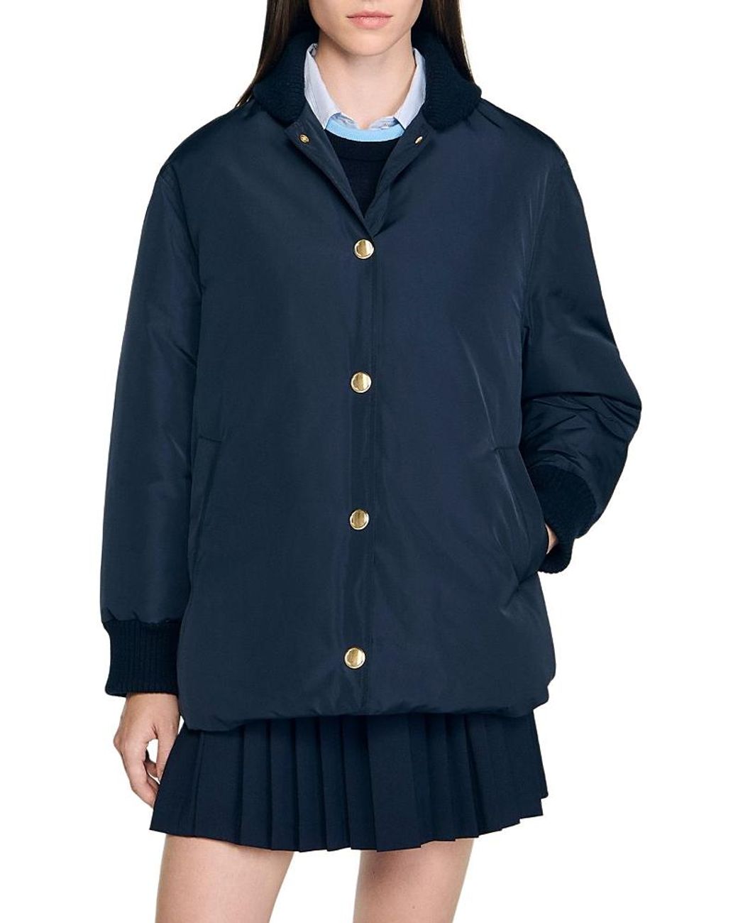 Sandro Puffer Jacket in Blue | Lyst