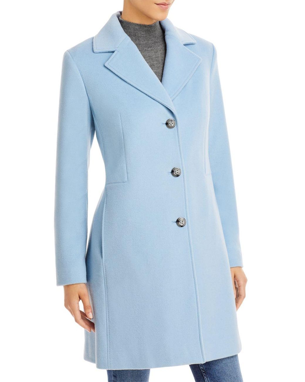 Calvin Klein Wool Mid - Length Coat in Pastel Blue (Blue) | Lyst