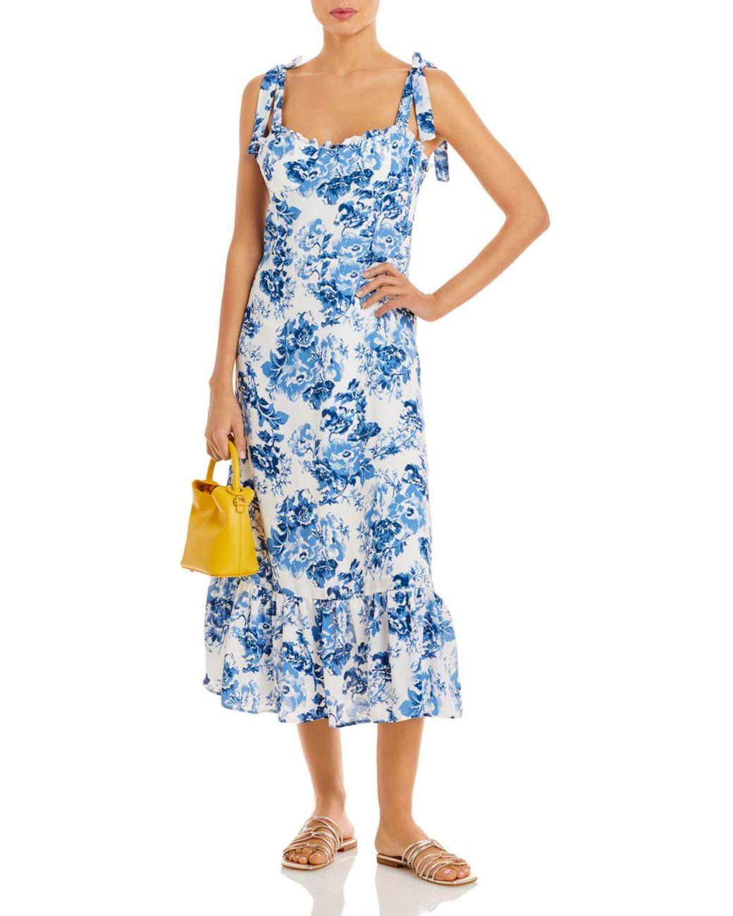Aqua Synthetic Toile De Jouy Sleeveless Dress in Blue Floral (Blue) - Lyst