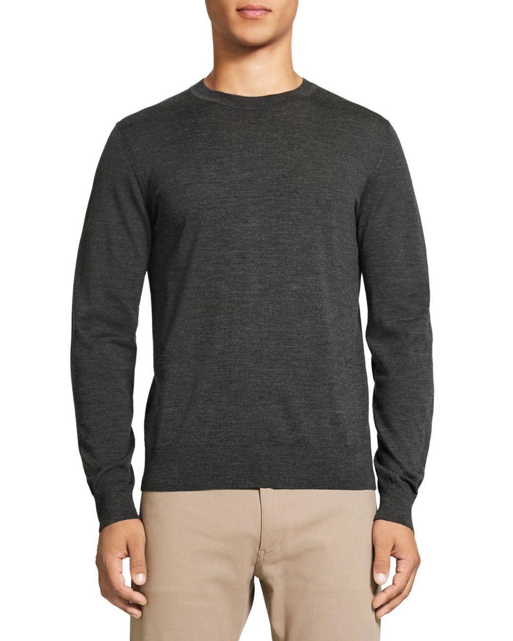 Theory Regal Wool Crewneck Sweater in Olive (Green) for Men | Lyst