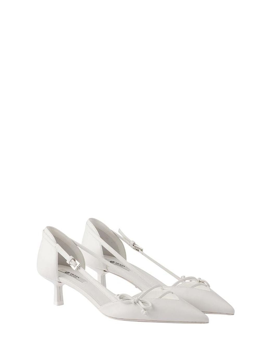 Prada White Open-Side Leather Pumps