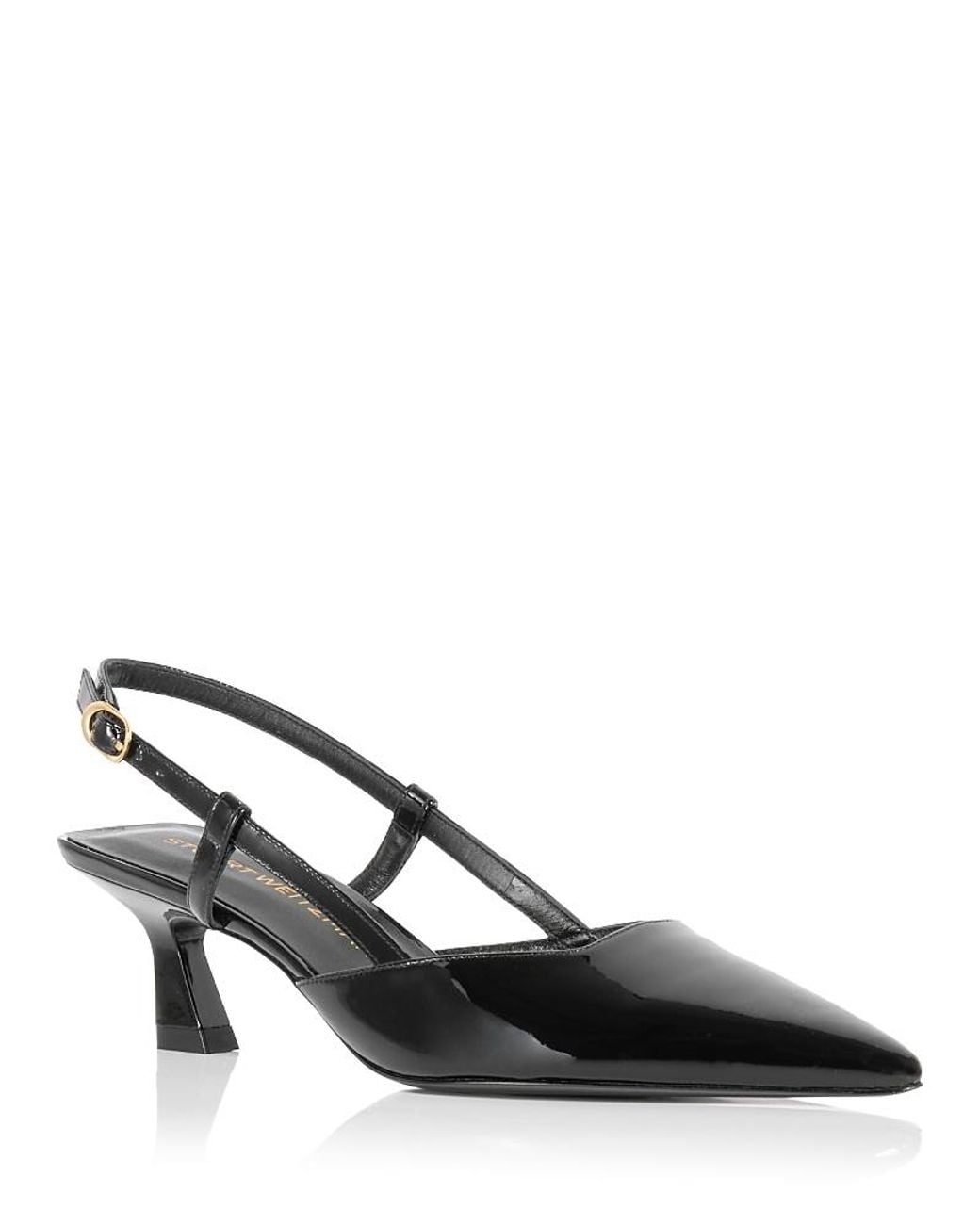 Stuart Weitzman Black Vinnie 50 Slingback Kitten Heels