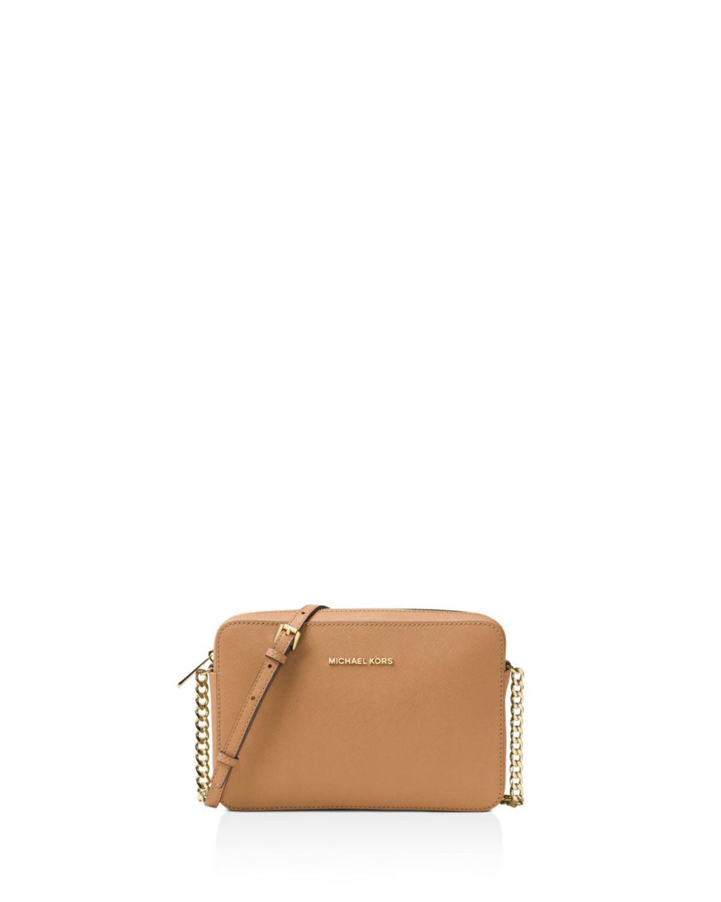 jet set large saffiano leather crossbody fawn