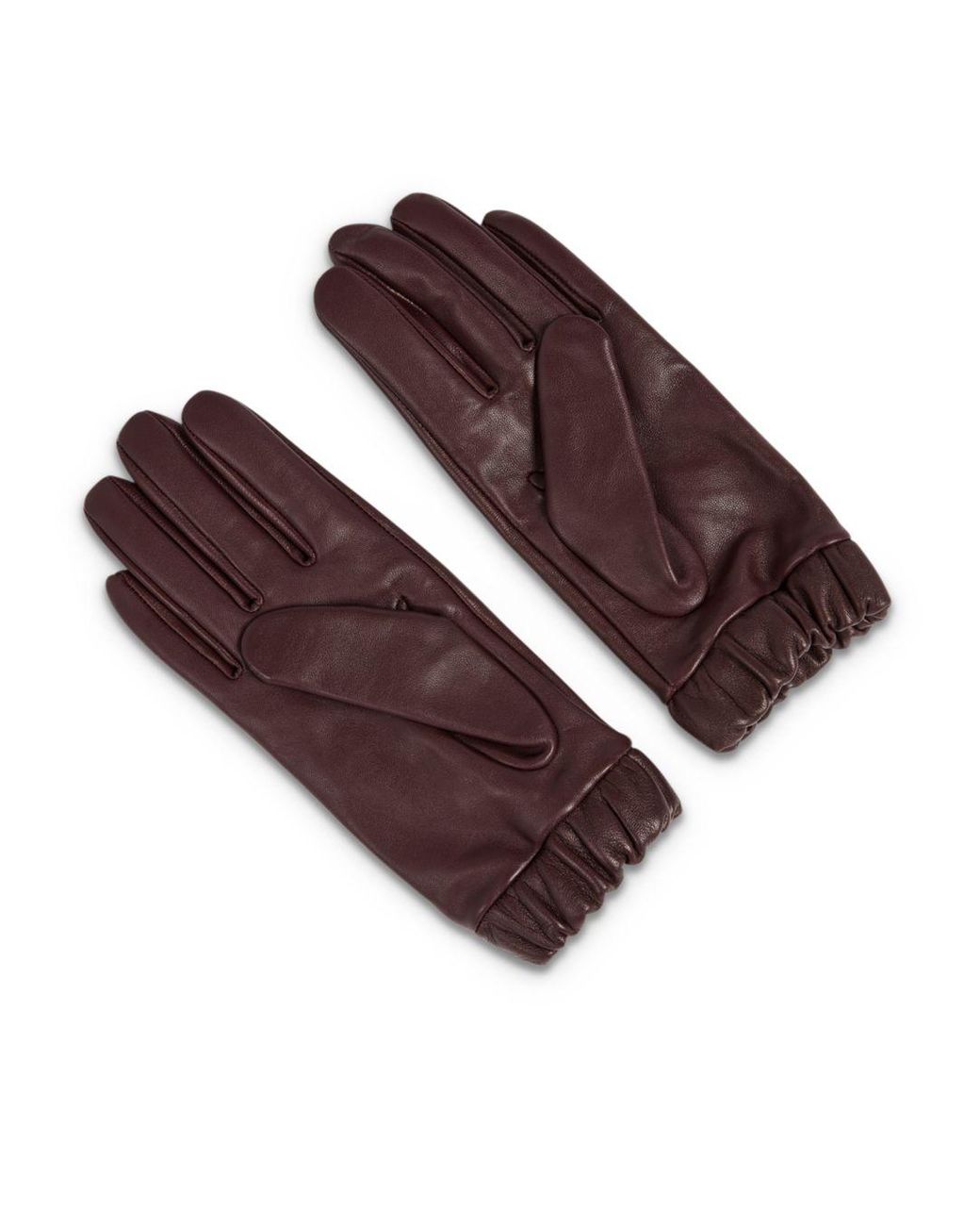 Ted Baker Emilli Ruched Cuff Leather Gloves in Deep Purple (Purple) - Lyst