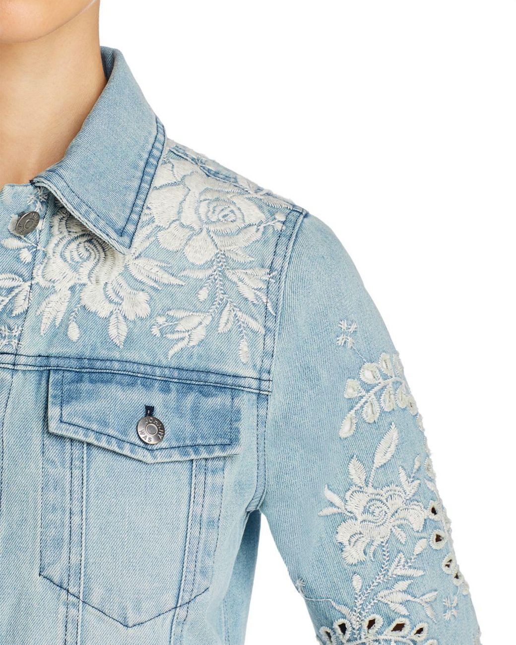 Embroidered Eyelet Denim Jacket 