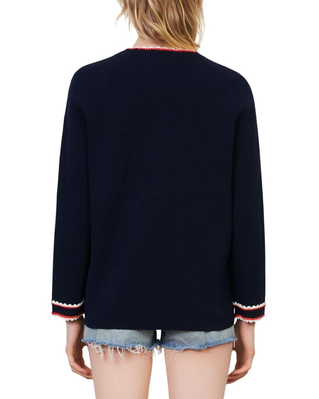 Maje Cotton Moulinette Contrast Trim 