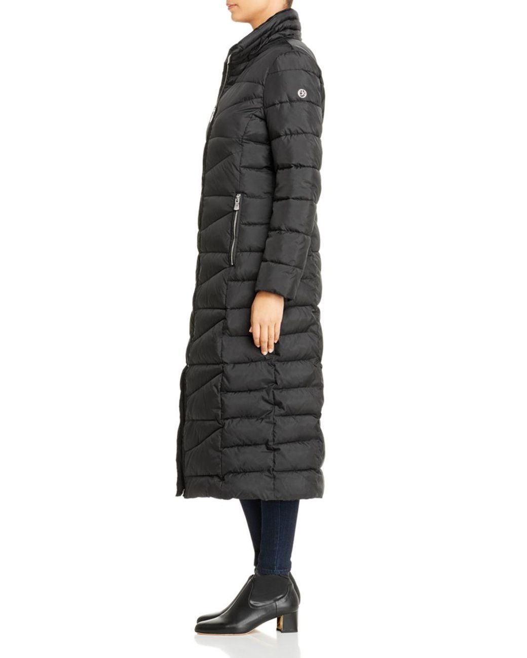 calvin klein faux fur trim maxi puffer coat