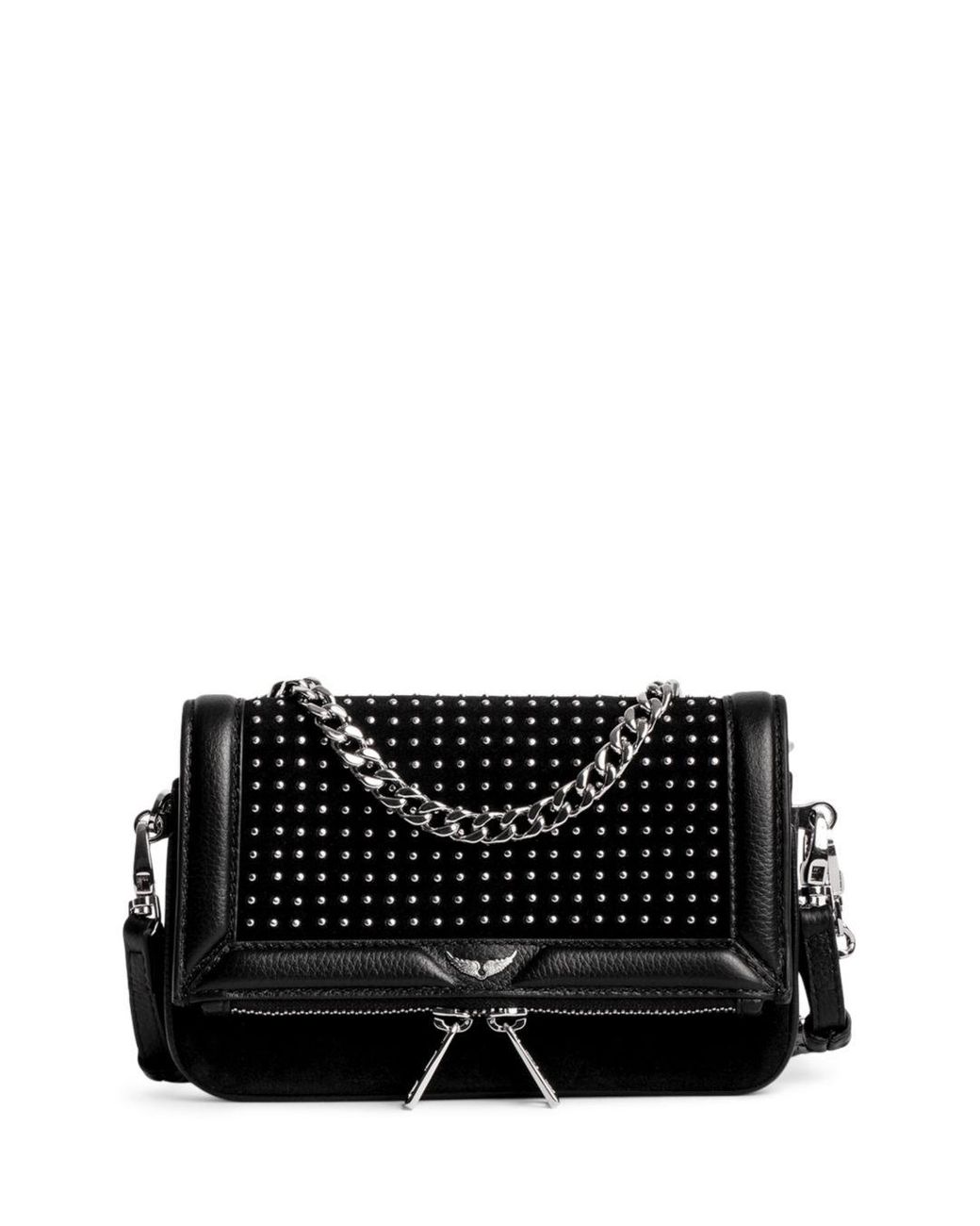 Zadig & Voltaire Rock Nano Studded Suede Bag in Black Lyst