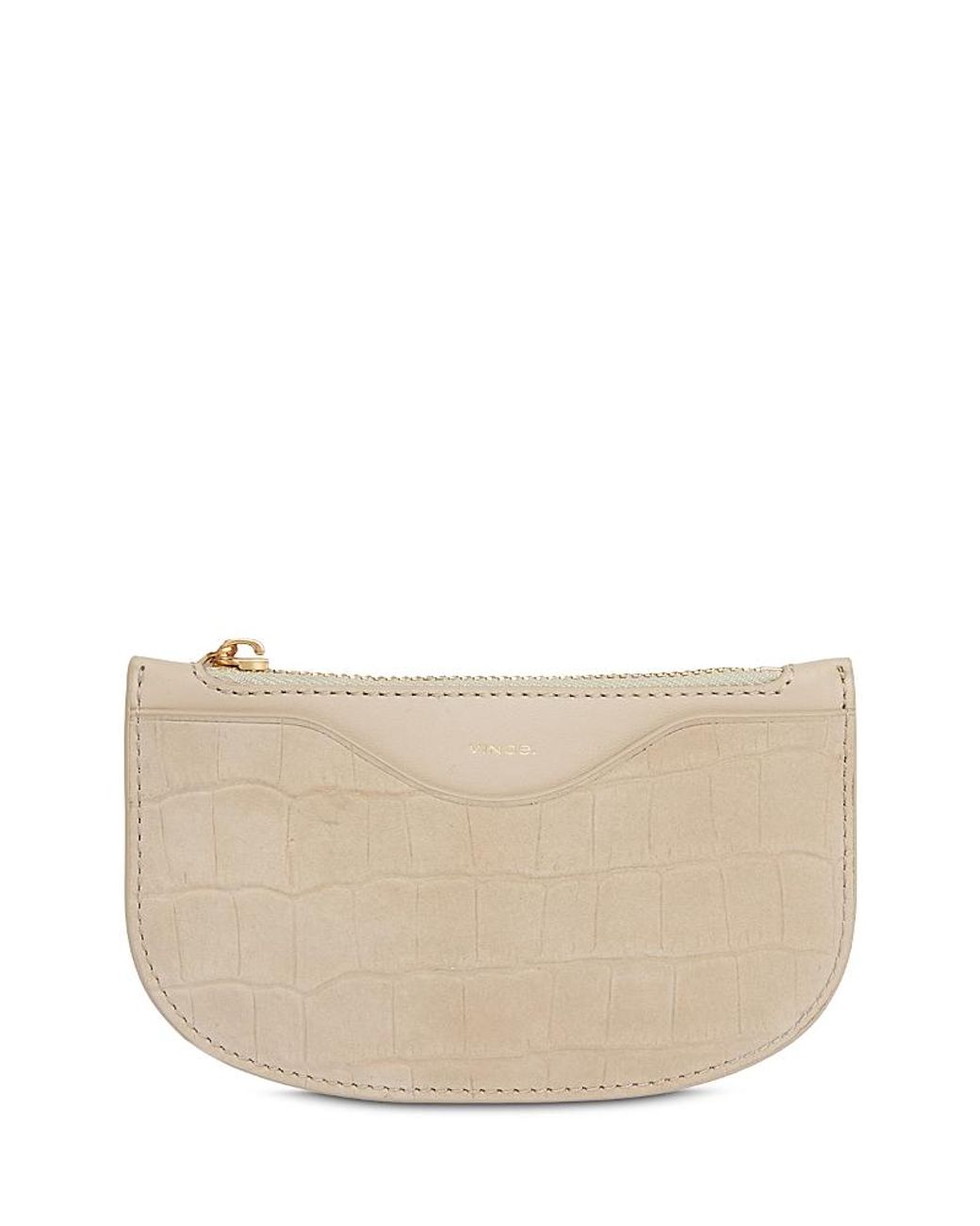 Vince Natural Half Moon Embossed Leather Card Case