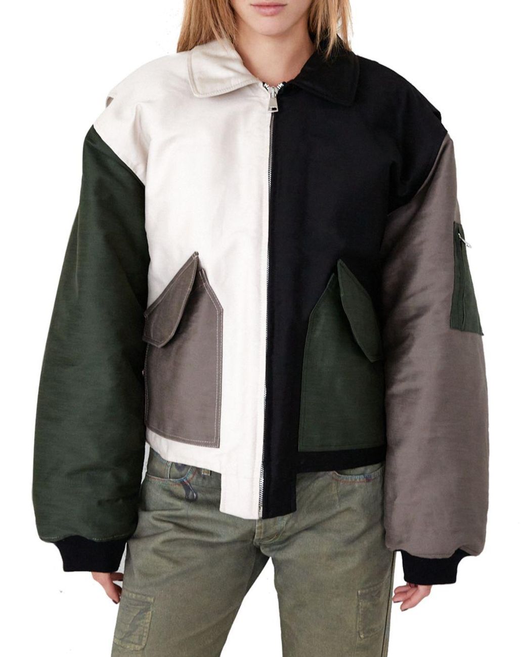 tornillo Puede soportar Industrial DI)VISION (di)vision Oversized Color Blocked Bomber Jacket in Black for Men  | Lyst