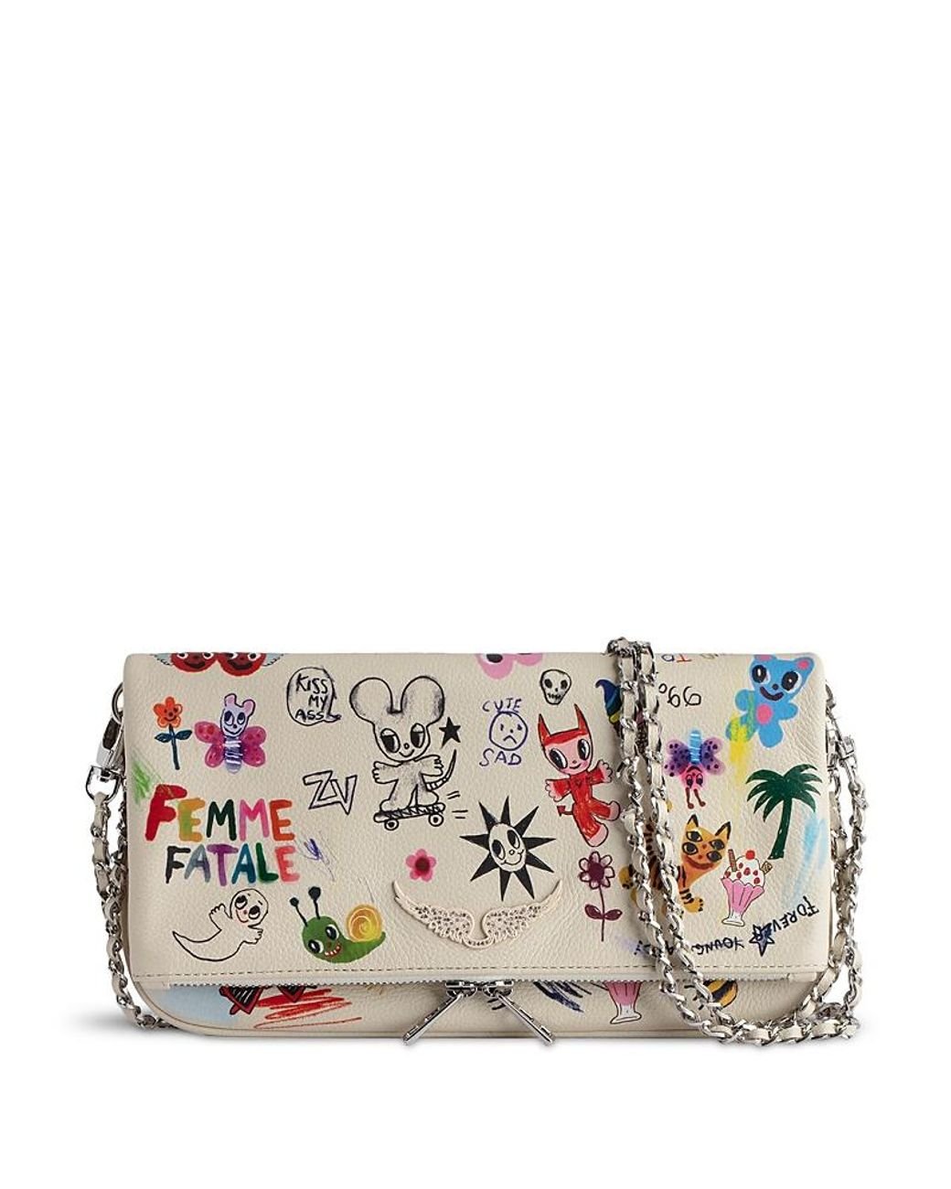 ZADIG & VOLTAIRE Humberto Cruzイラスト入りバッグ Zadig & Voltaire Rock X Humberto Cruz Clutch in Gray | Lyst