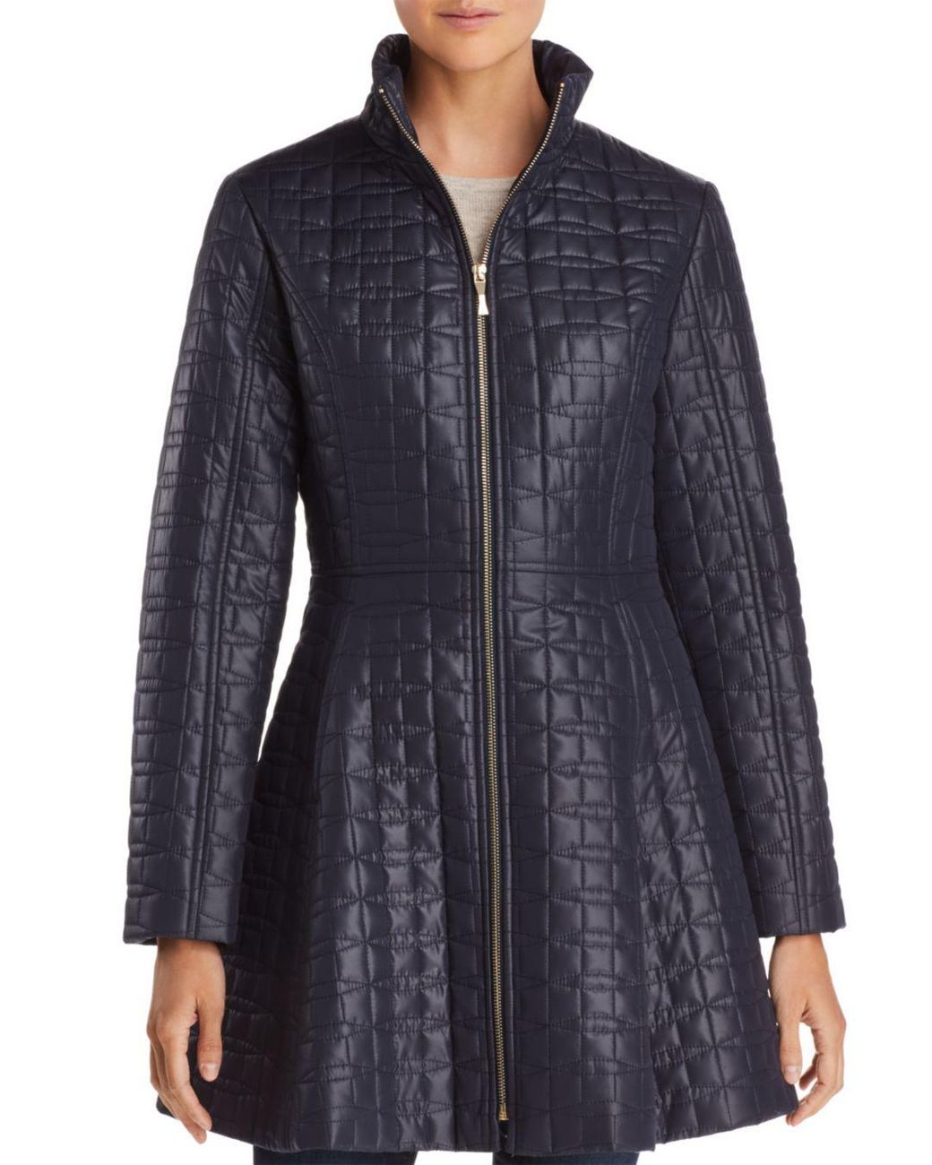 Kate Spade A Line Bow Quilted Coat in Blue Lyst