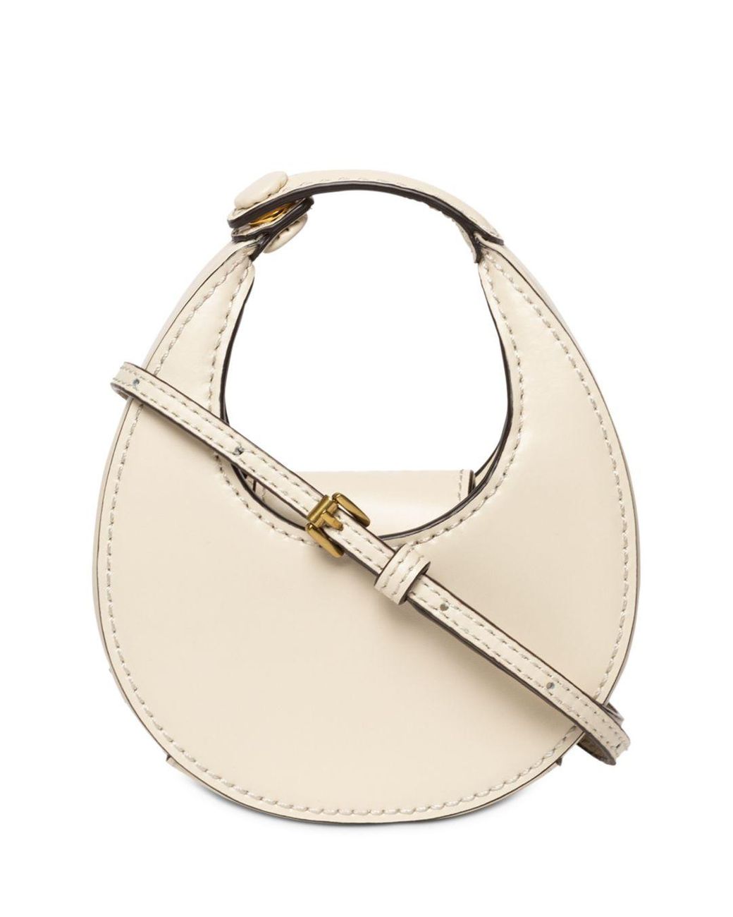 STAUD Micro Moon Bag Leather Crossbody in Natural | Lyst