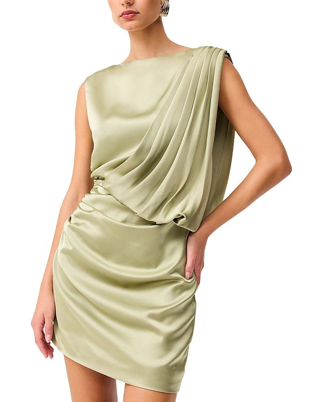 Elliatt Brigid Asymmetrical Mini Dress in Green | Lyst