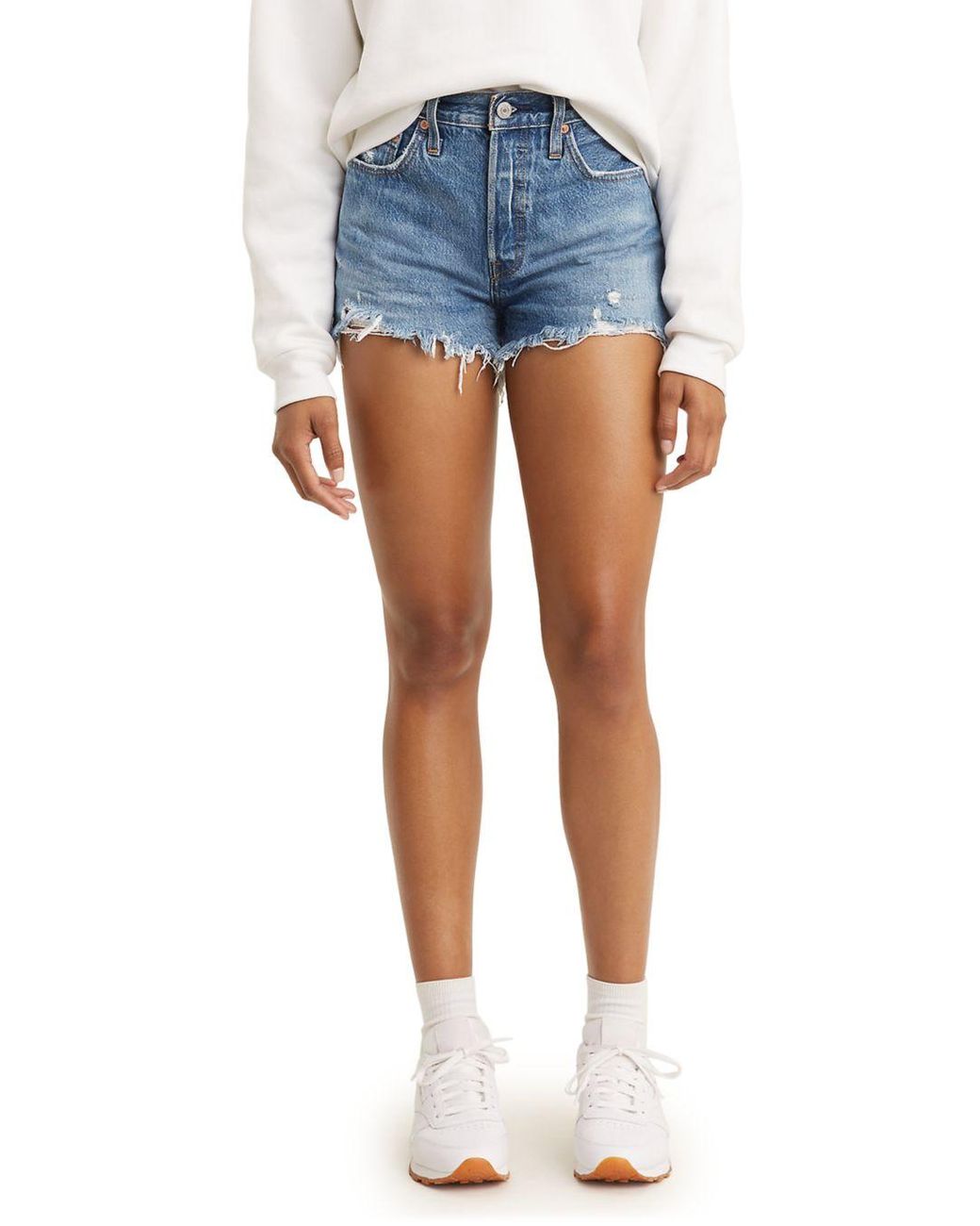 levi 501 high rise denim shorts
